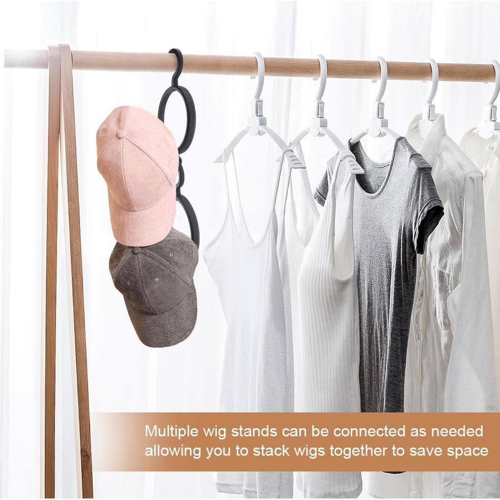 Paquete de 3 Soportes de Peluca Plegables QWLWBU - Negro