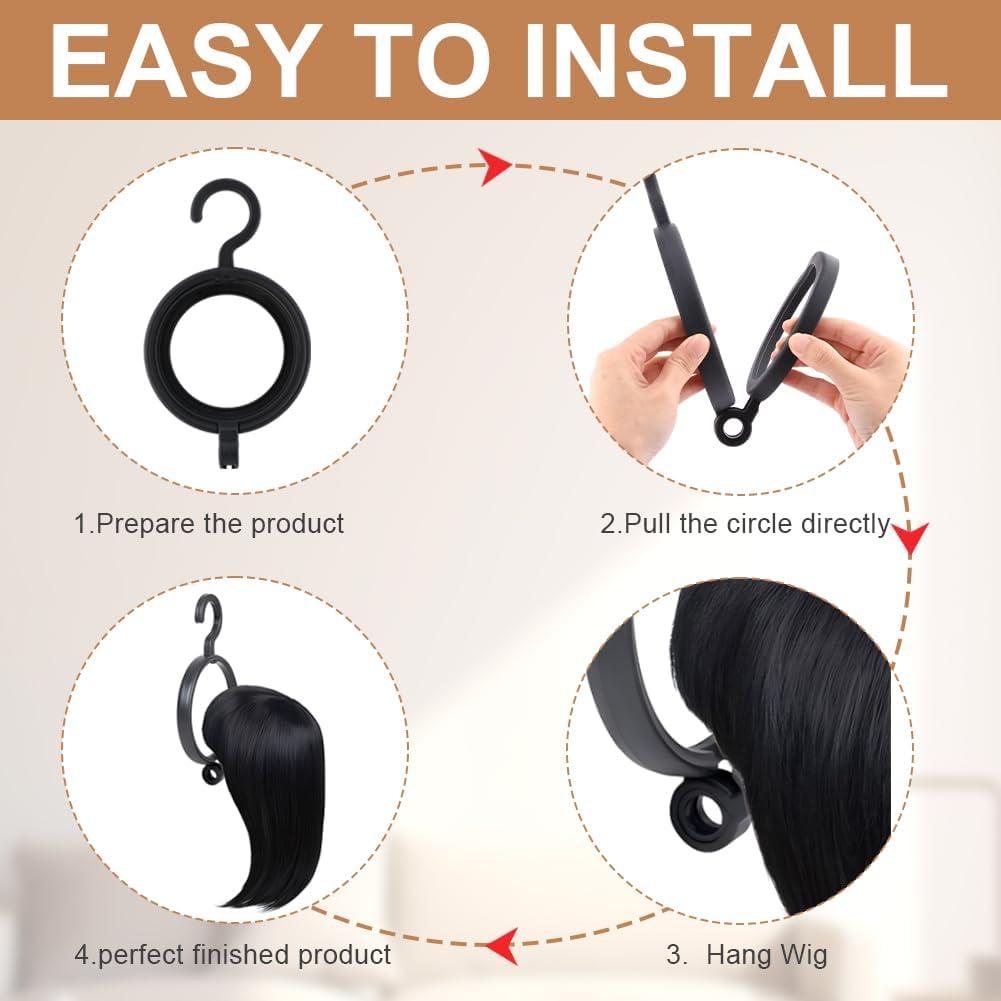 Paquete de 3 Soportes de Peluca Plegables QWLWBU - Negro