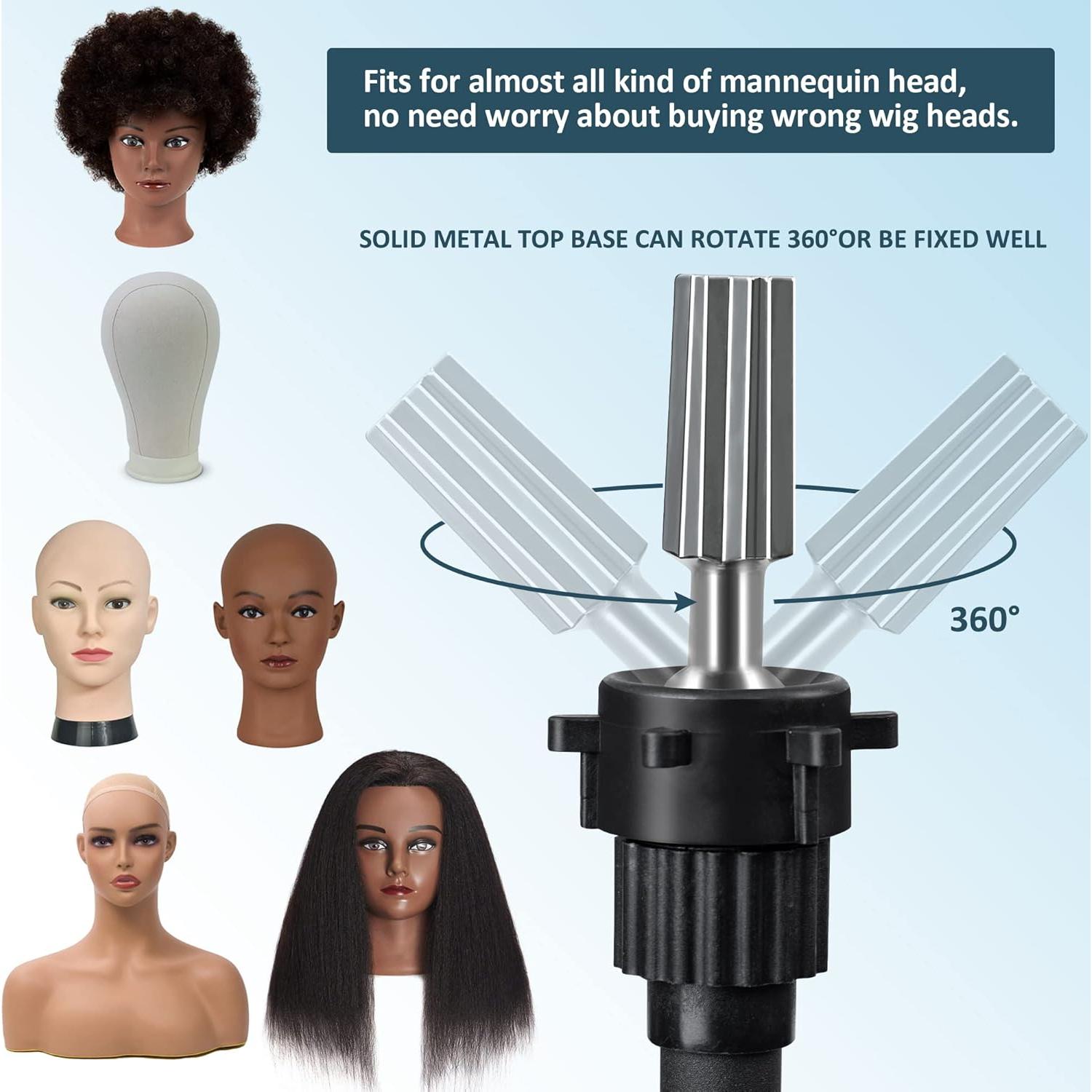 Soporte de Peluca Klvied Tripode Oro Rosa Ajustable 63.5-135.89 cm