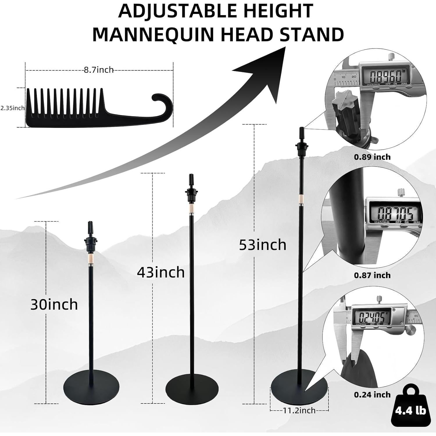 Soporte para Cabeza de Peluca PRESILKEE Ajustable 76-135 cm