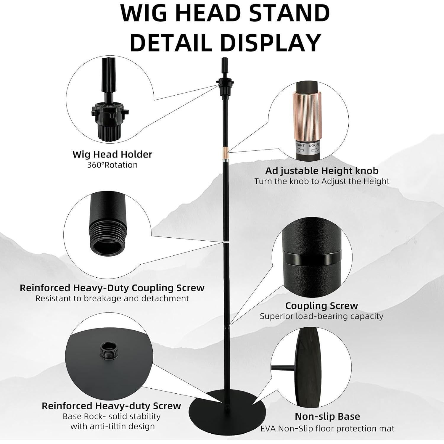 Soporte para Cabeza de Peluca PRESILKEE Ajustable 76-135 cm