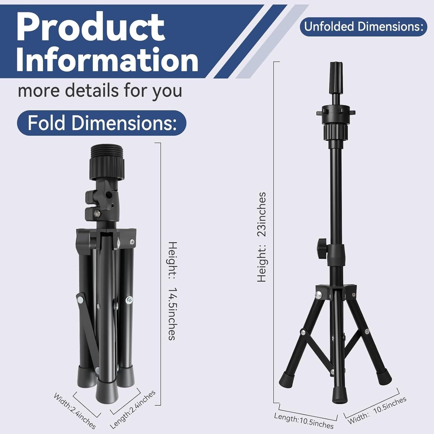 Soporte de Peluca Trípode ADLLHO Ajustable con Base Antideslizante