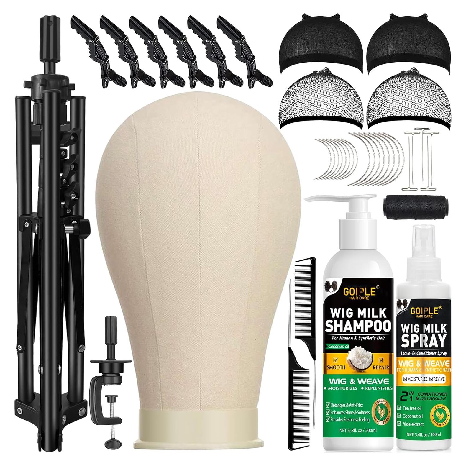 Soporte de Peluca Ajustable Goiple con Kit Completo de Estilizado