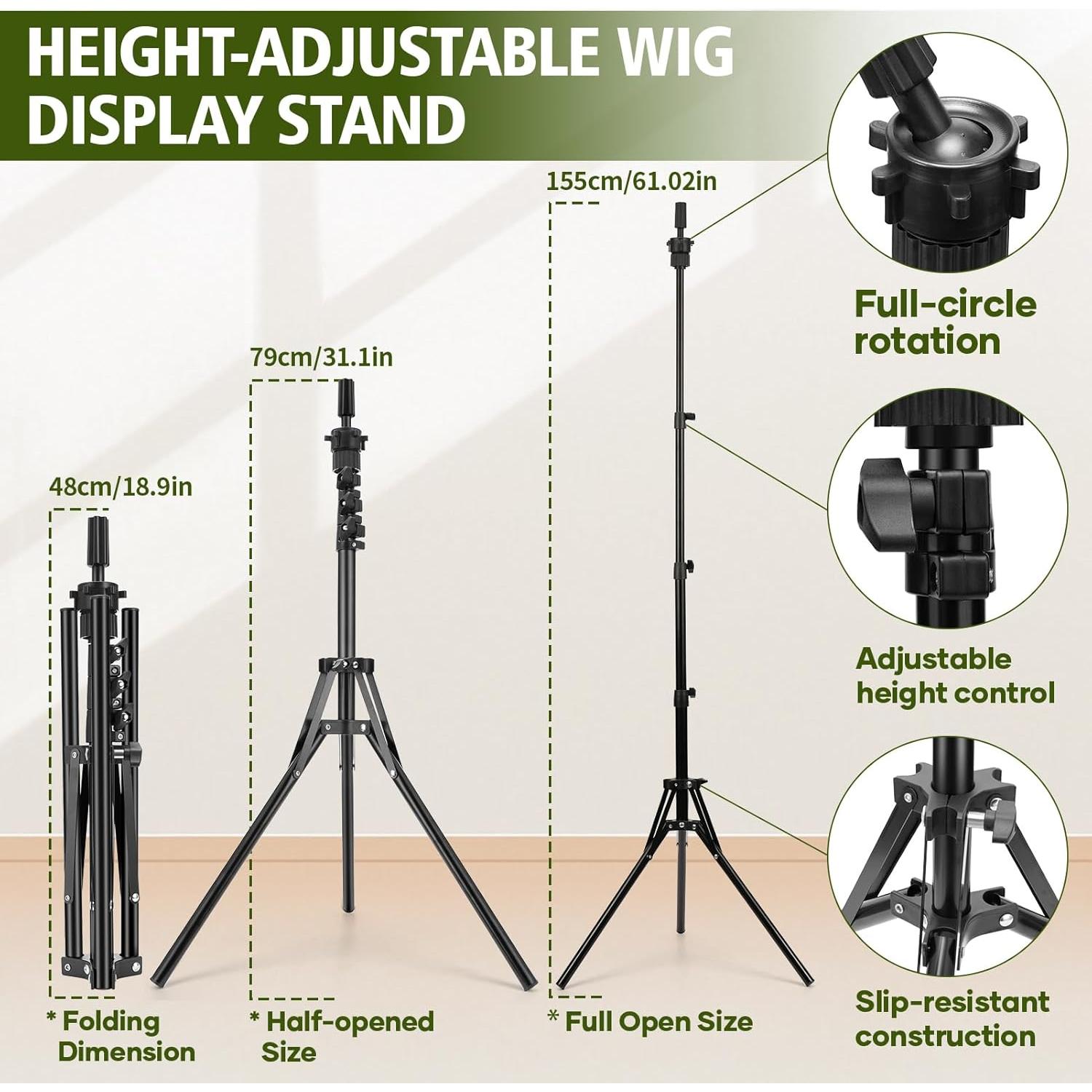 Soporte de Peluca Ajustable Goiple con Kit Completo de Estilizado