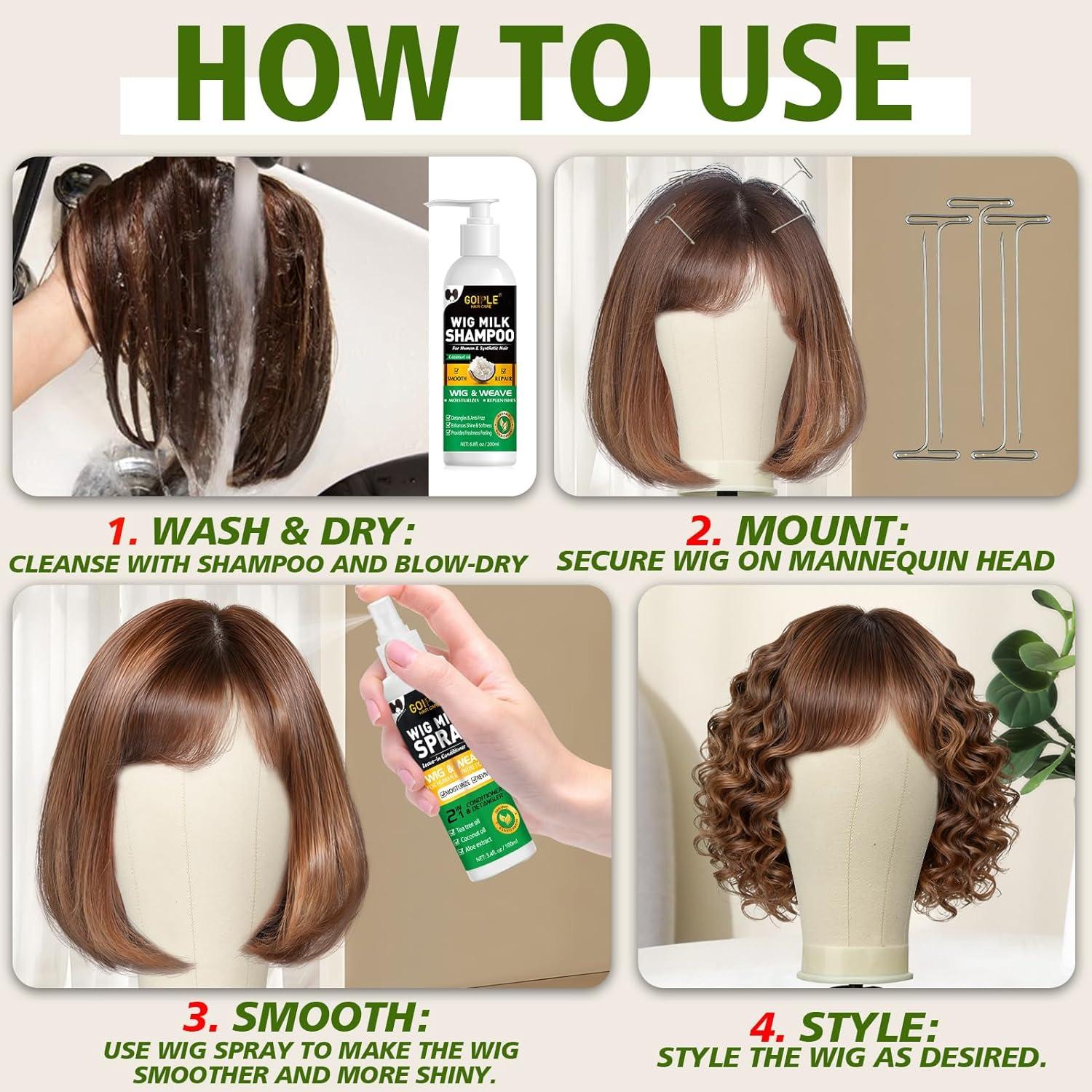 Soporte de Peluca Ajustable Goiple con Kit Completo de Estilizado