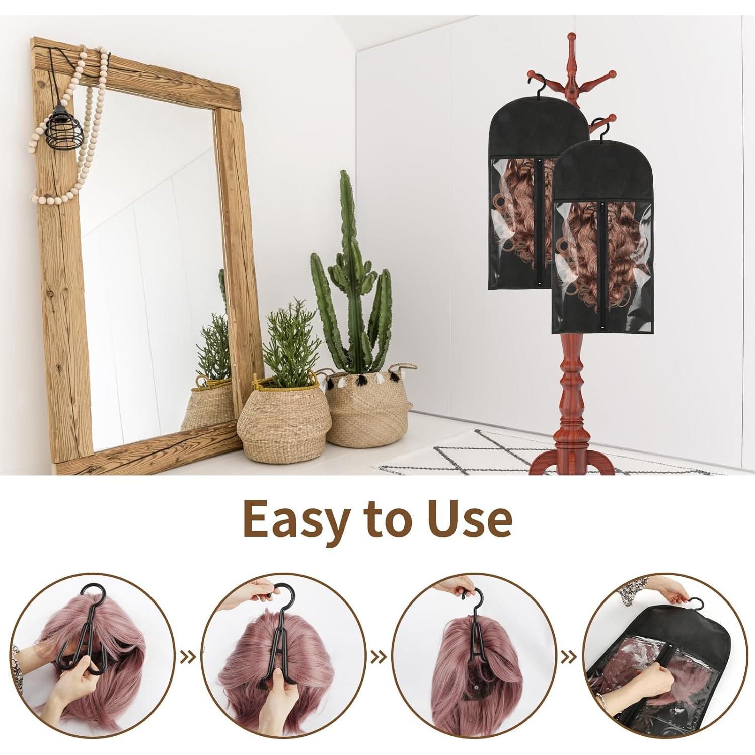 Bolsas de Almacenamiento para Pelucas Opvixi, 3 pcs 60x29 cm