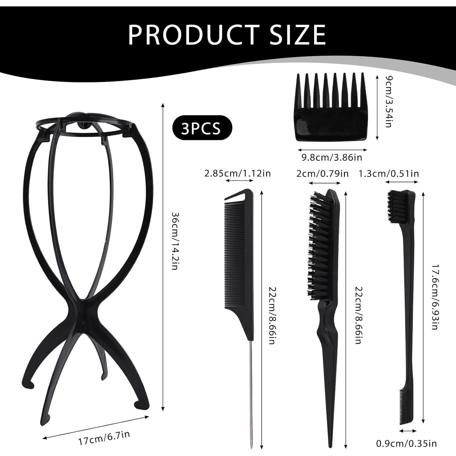 Juego de Soportes y Cepillos para Pelucas LOGJAM - 3 Soportes 2 Cepillos