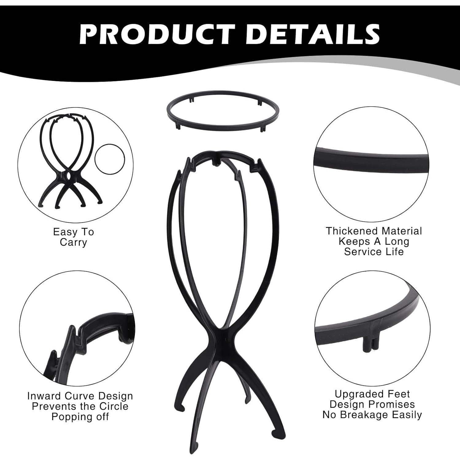 Juego de Soportes y Cepillos para Pelucas LOGJAM - 3 Soportes 2 Cepillos