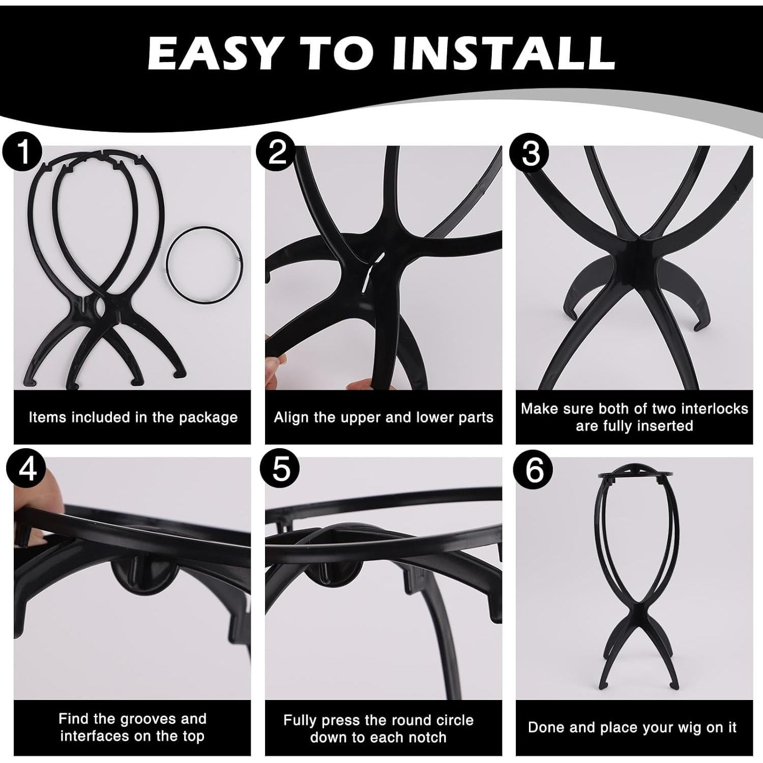 Juego de Soportes y Cepillos para Pelucas LOGJAM - 3 Soportes 2 Cepillos