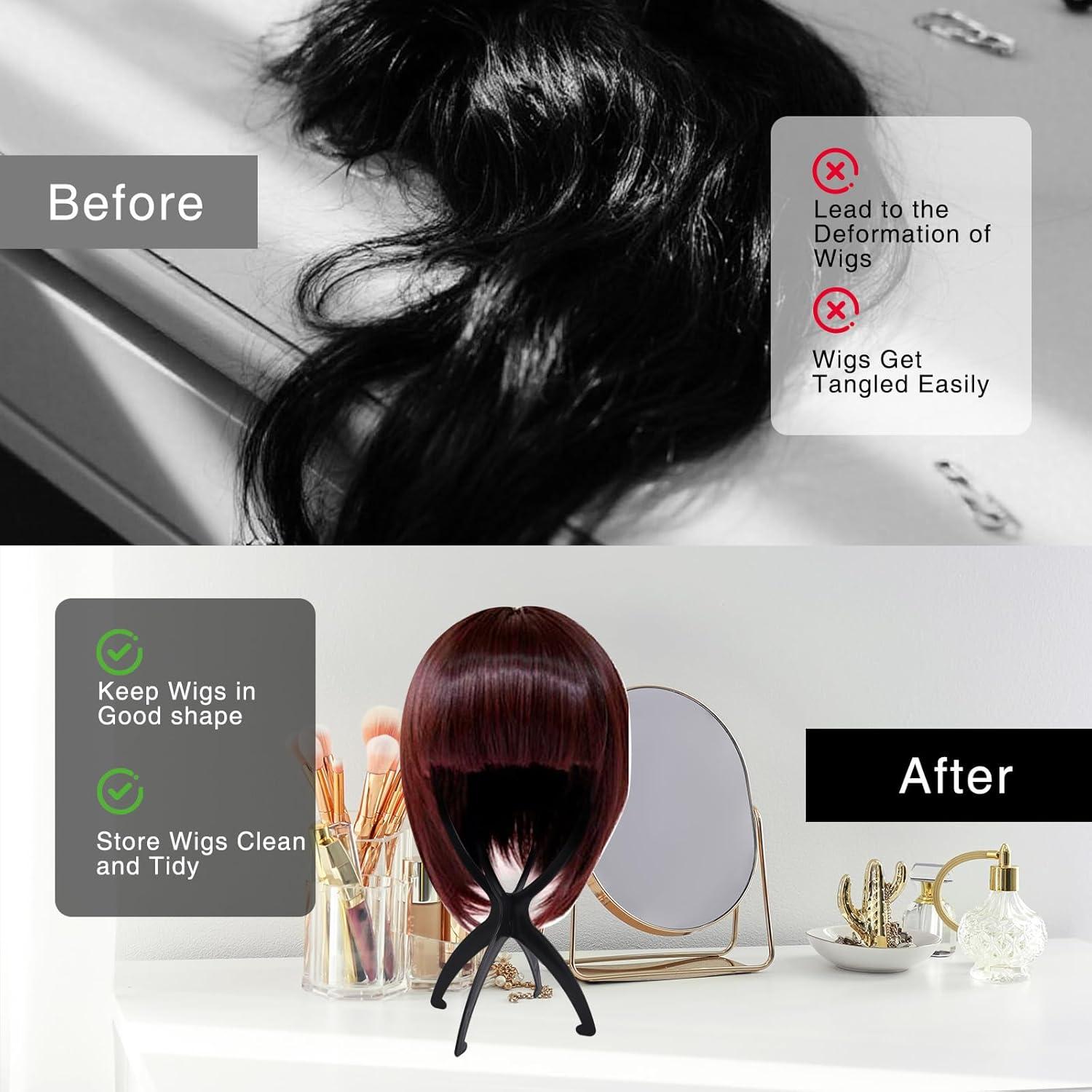 Juego de Soportes y Cepillos para Pelucas LOGJAM - 3 Soportes 2 Cepillos