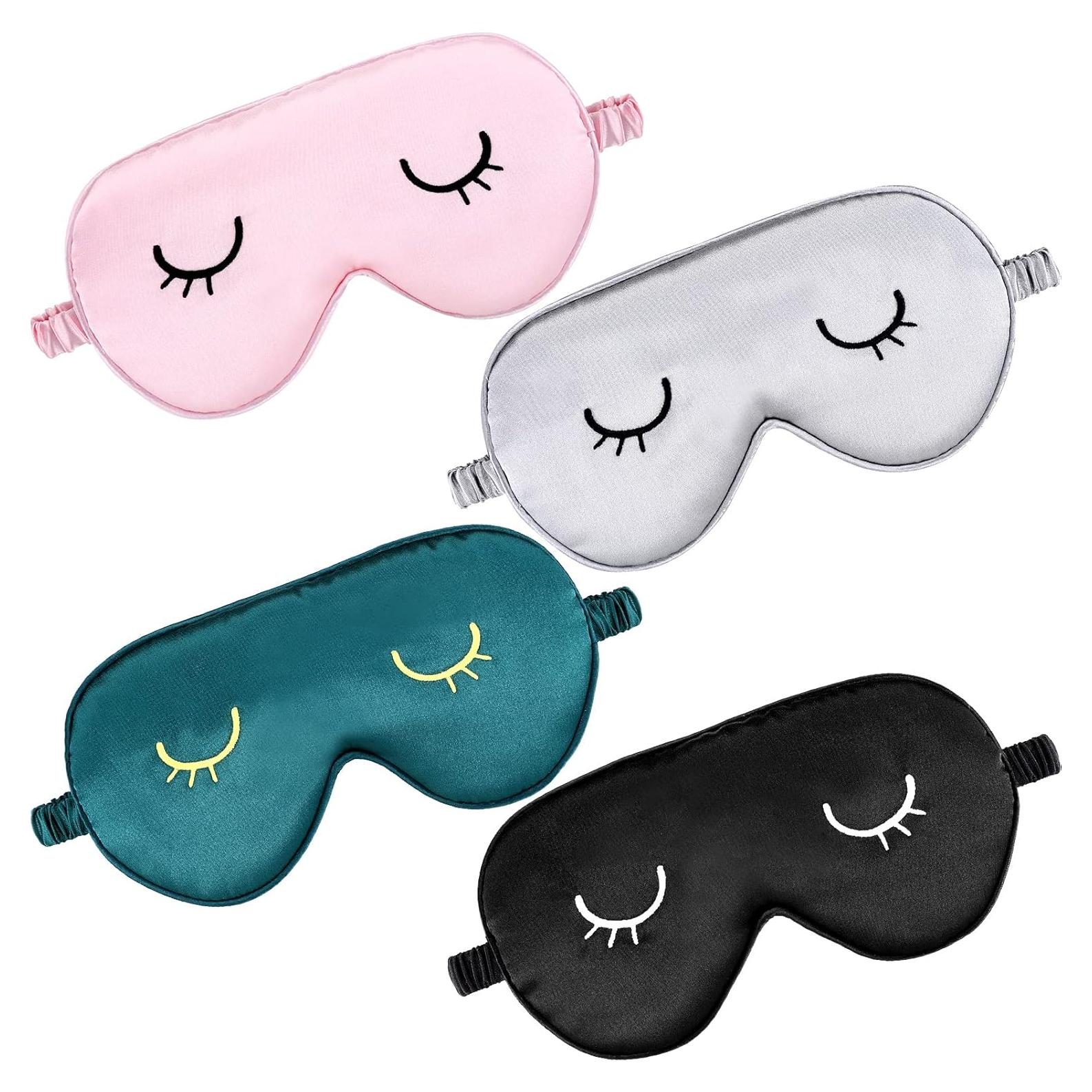 4 Máscaras de Sueño de Seda Geyoga Ajustables para Viaje