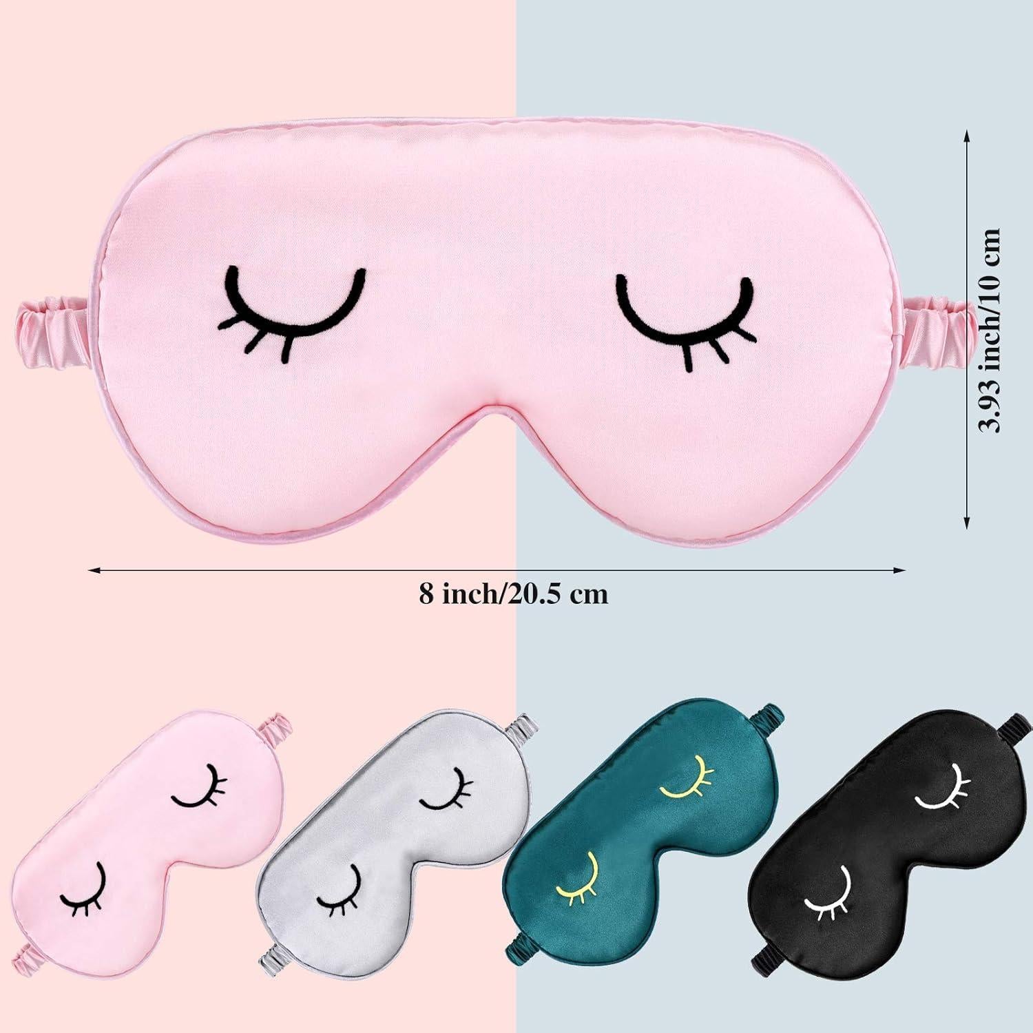 4 Máscaras de Sueño de Seda Geyoga Ajustables para Viaje