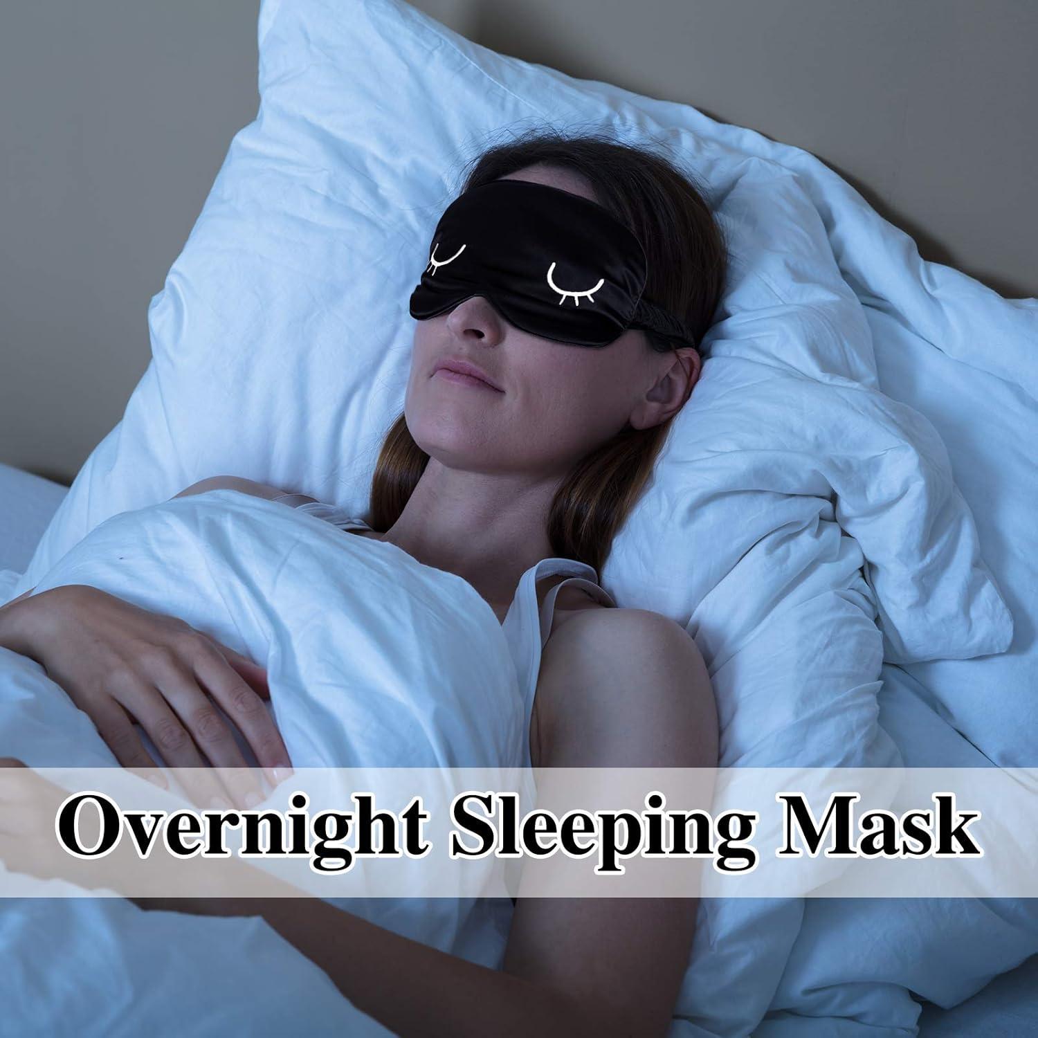 4 Máscaras de Sueño de Seda Geyoga Ajustables para Viaje