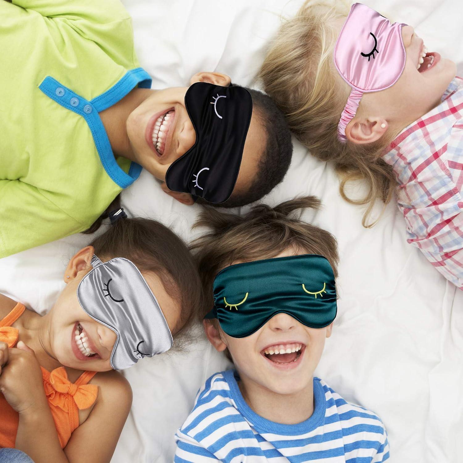 4 Máscaras de Sueño de Seda Geyoga Ajustables para Viaje