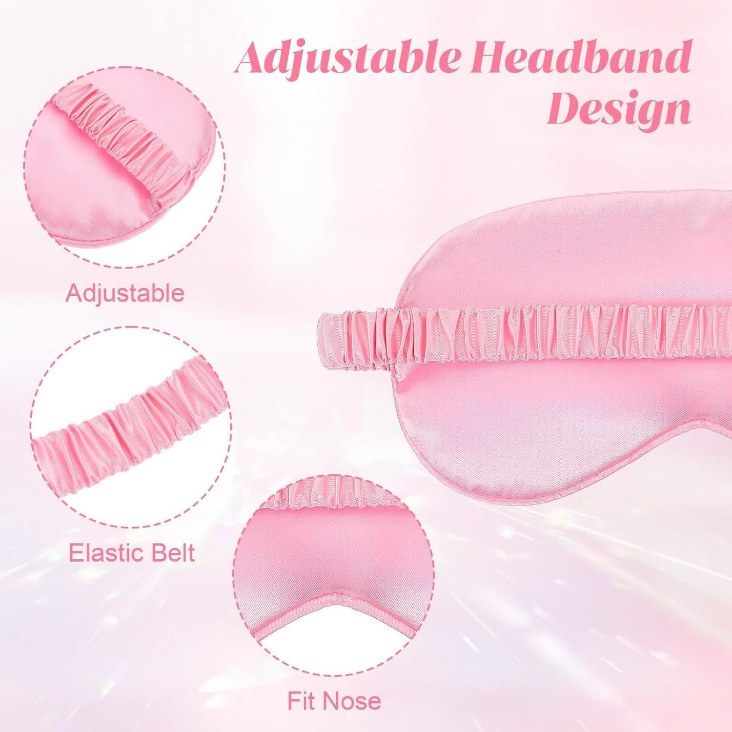 Máscaras de Sueño de Seda Rosa 4 Piezas KFHENSOMR