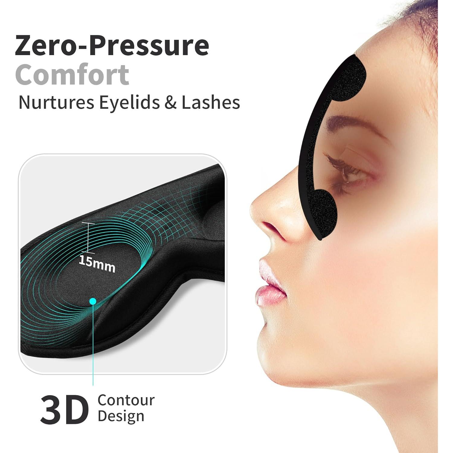 Máscara de Sueño 3D Ergonómica - Paquete de 2 - Negro