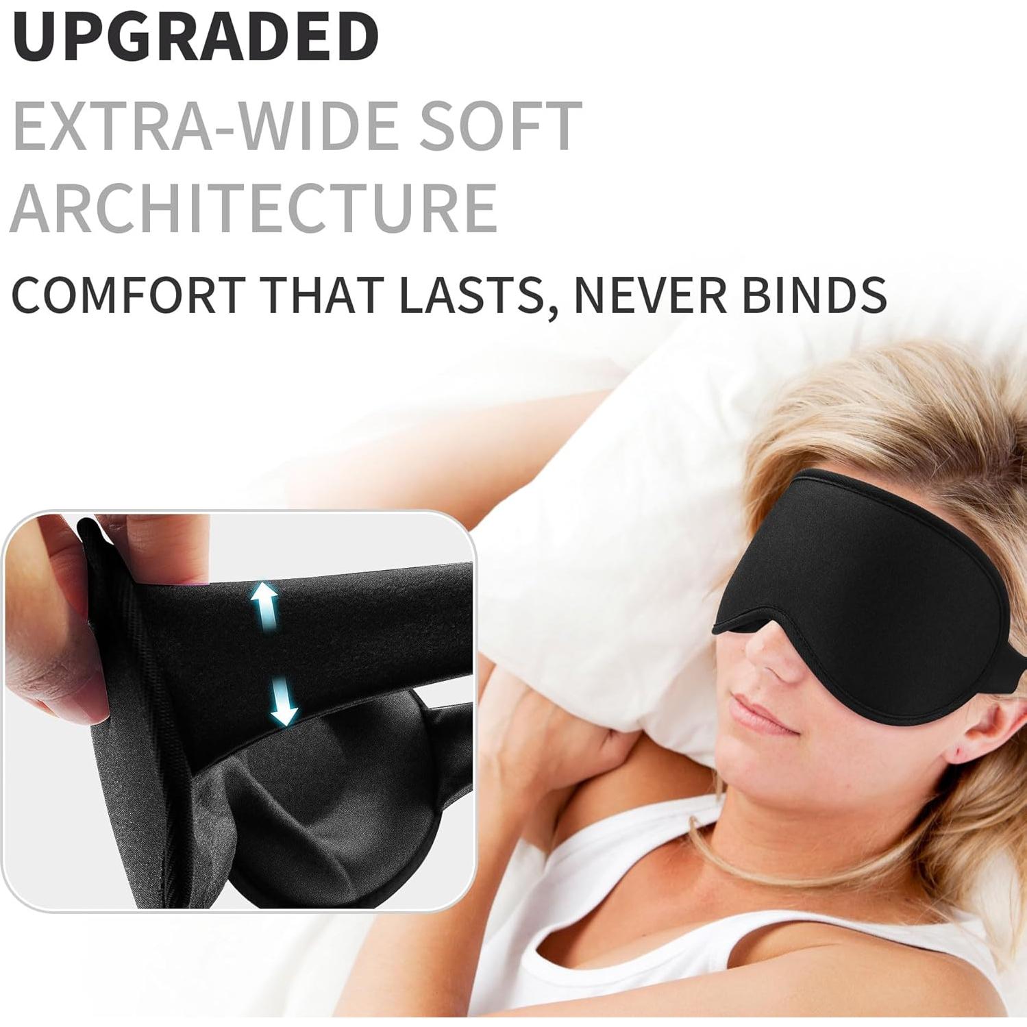 Máscara de Sueño 3D Ergonómica - Paquete de 2 - Negro