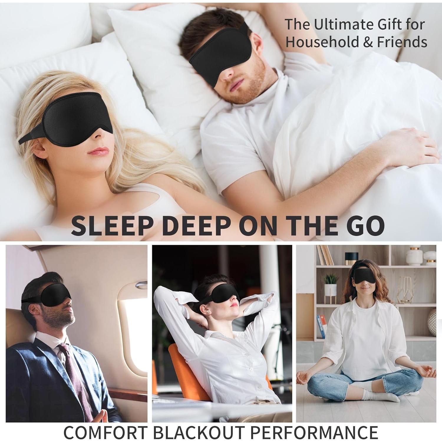 Máscara de Sueño 3D Ergonómica - Paquete de 2 - Negro