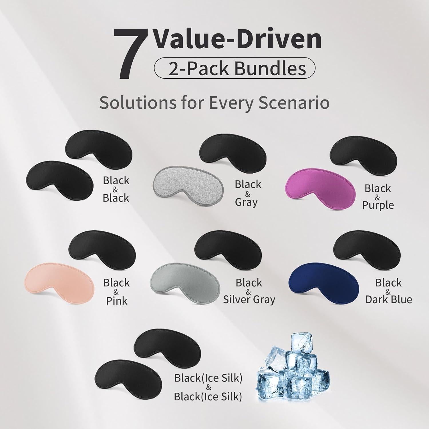 Máscara de Sueño 3D Ergonómica - Paquete de 2 - Negro