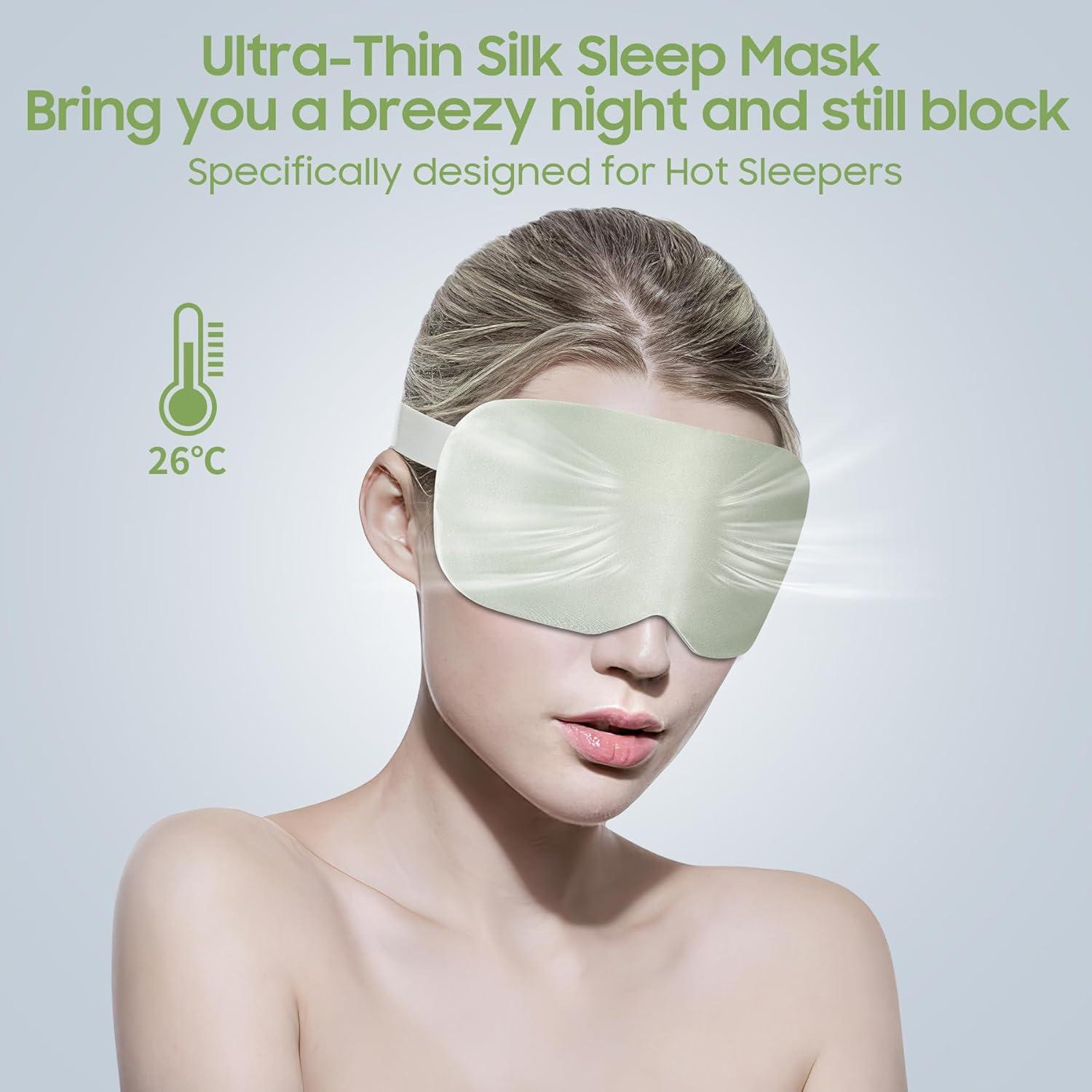 Máscara de Sueño de Seda de Morera ZOESMIEN Verde Menta