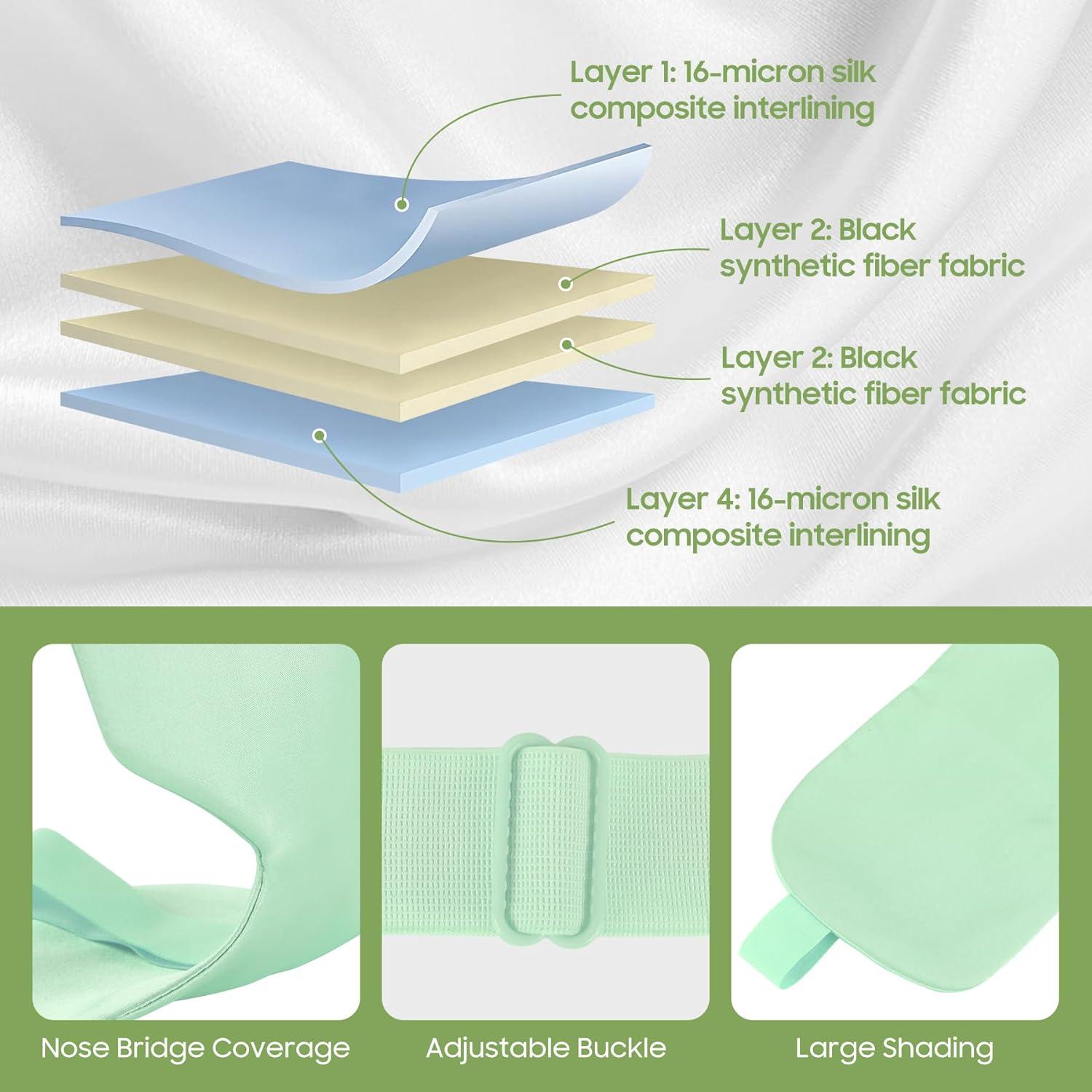 Máscara de Sueño de Seda de Morera ZOESMIEN Verde Menta