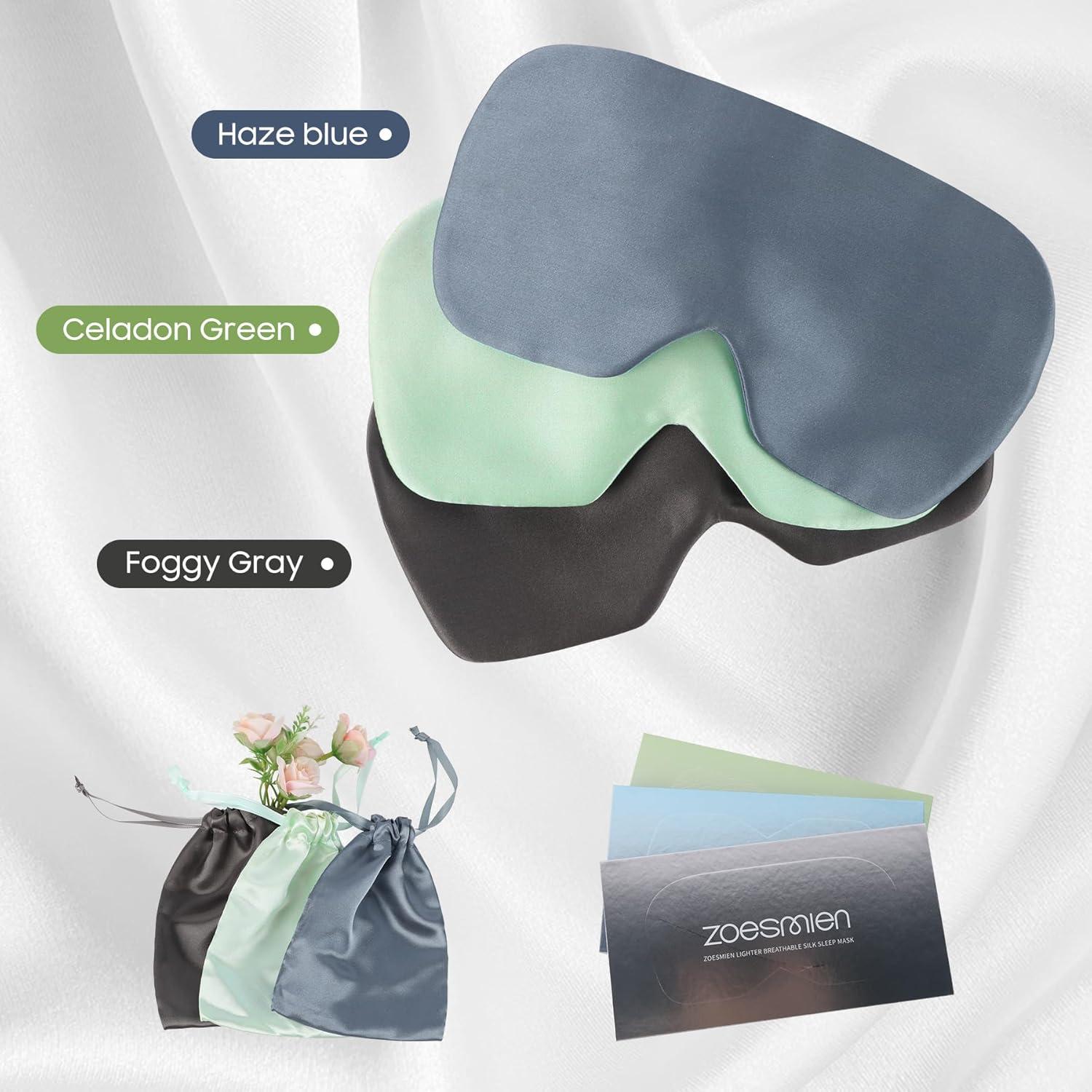 Máscara de Sueño de Seda de Morera ZOESMIEN Verde Menta