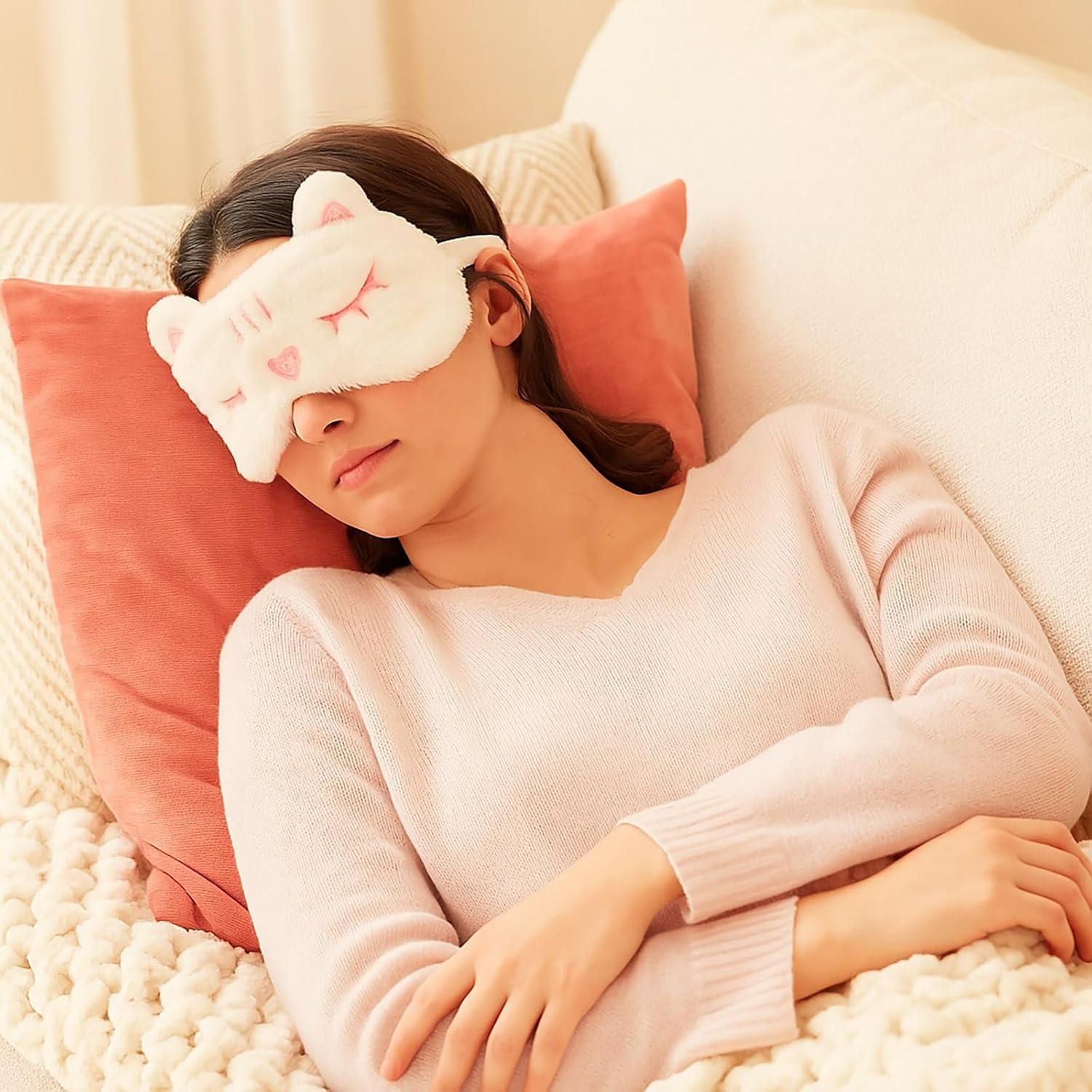 Geyoga 6 Pcs Máscaras de Sueño de Peluche para Adultos