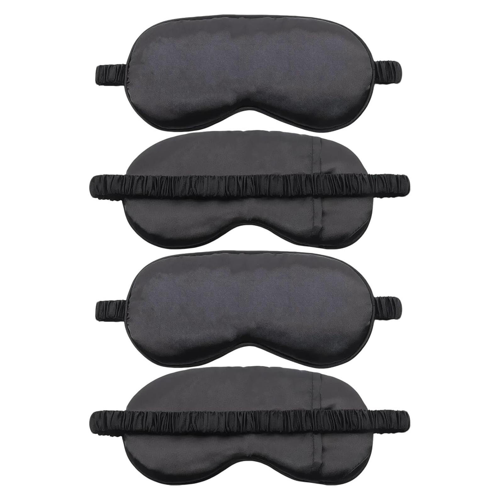 Paquete de 4 Máscaras de Sueño Tihzheoy, 100% Oscurecimiento, Seda