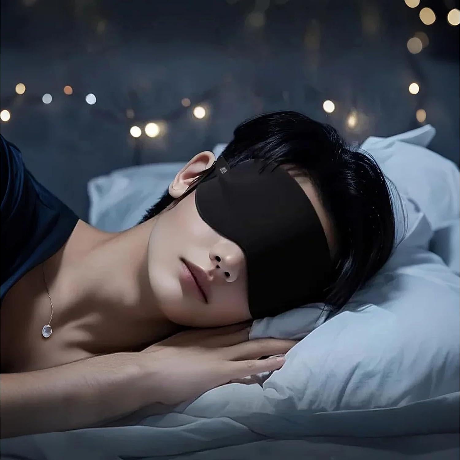 Paquete de 4 Máscaras de Sueño Tihzheoy, 100% Oscurecimiento, Seda