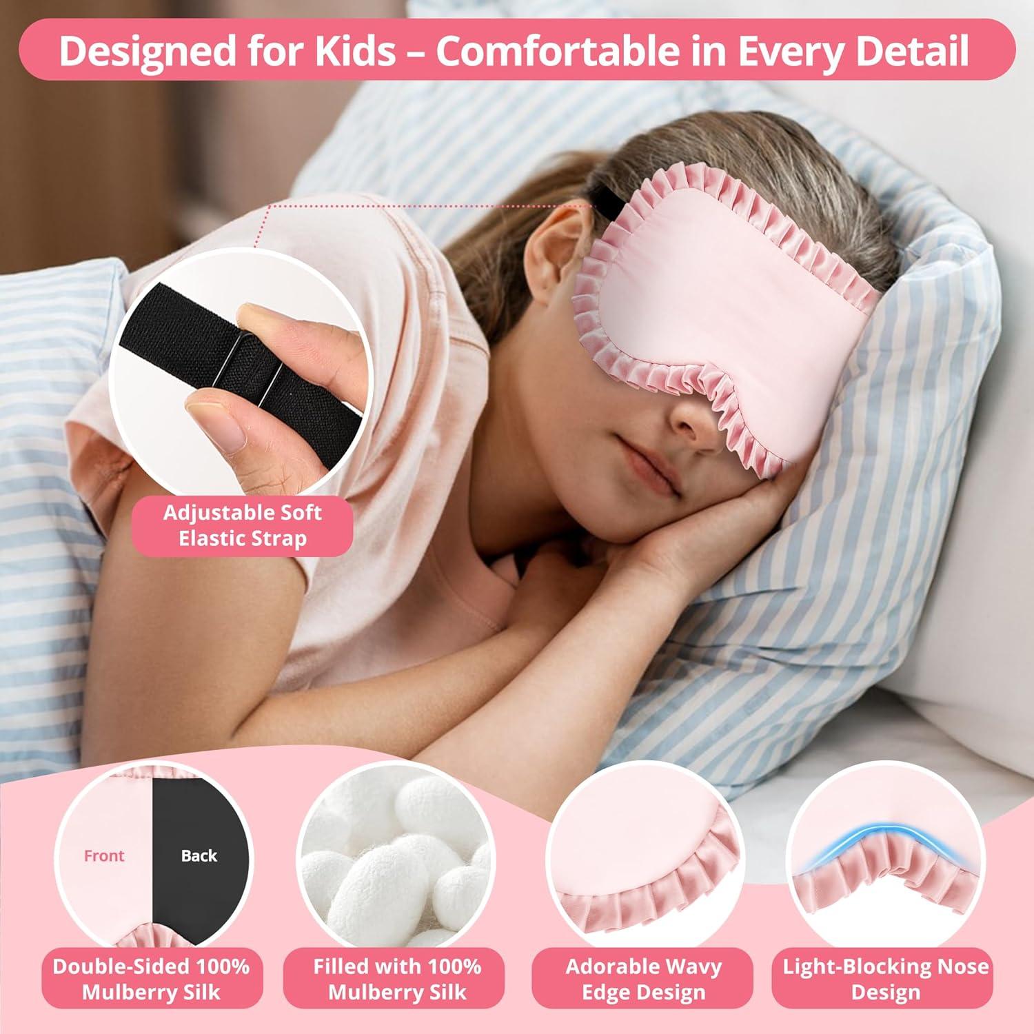 Máscara de Sueño para Niños Spacepower 100% Seda Rosa