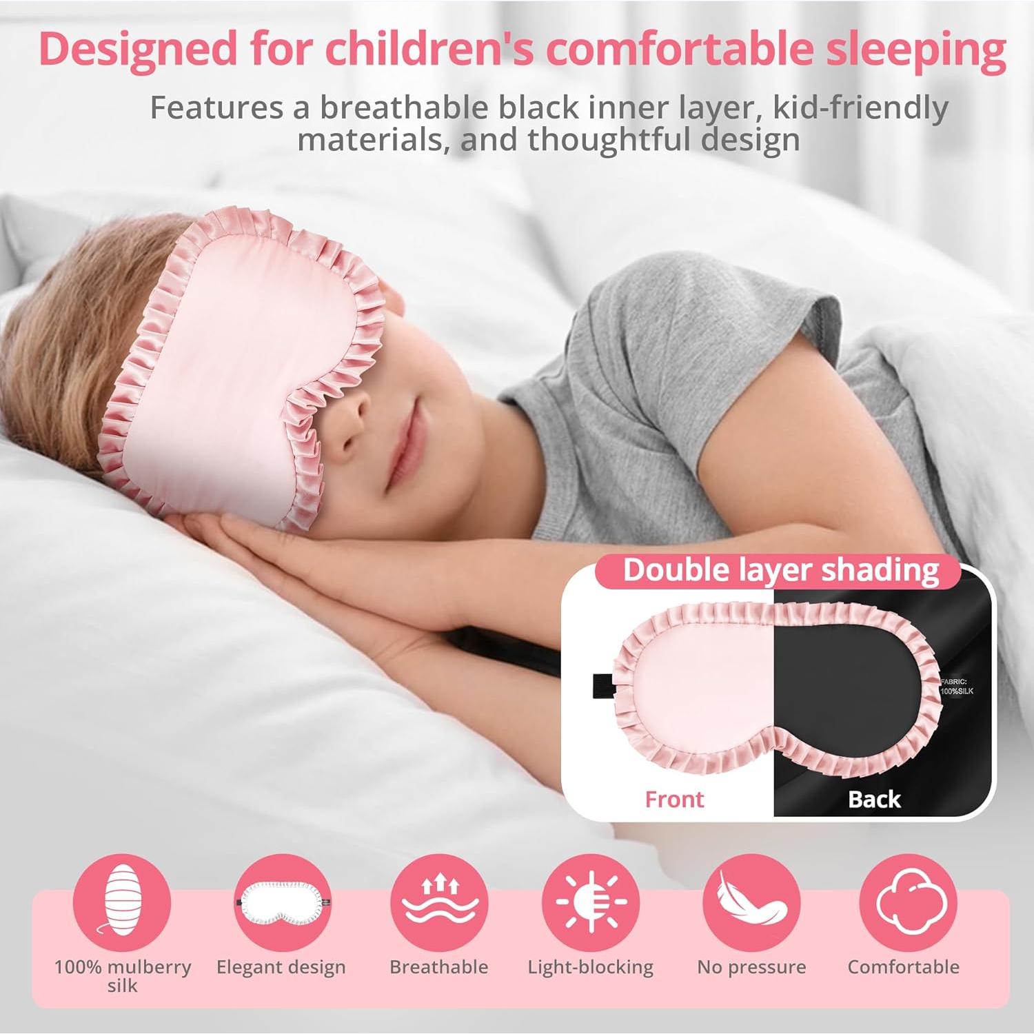 Máscara de Sueño para Niños Spacepower 100% Seda Rosa