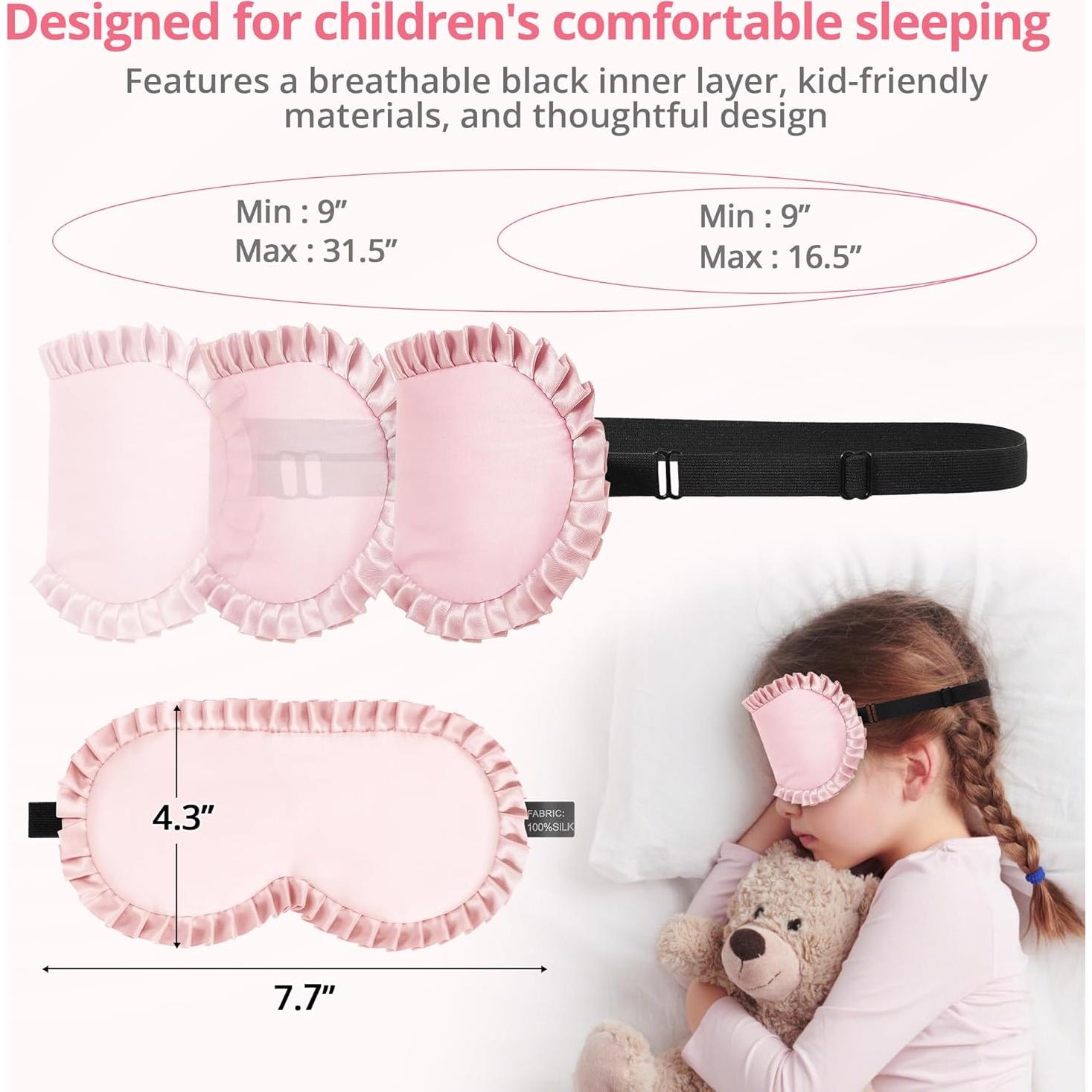 Máscara de Sueño para Niños Spacepower 100% Seda Rosa