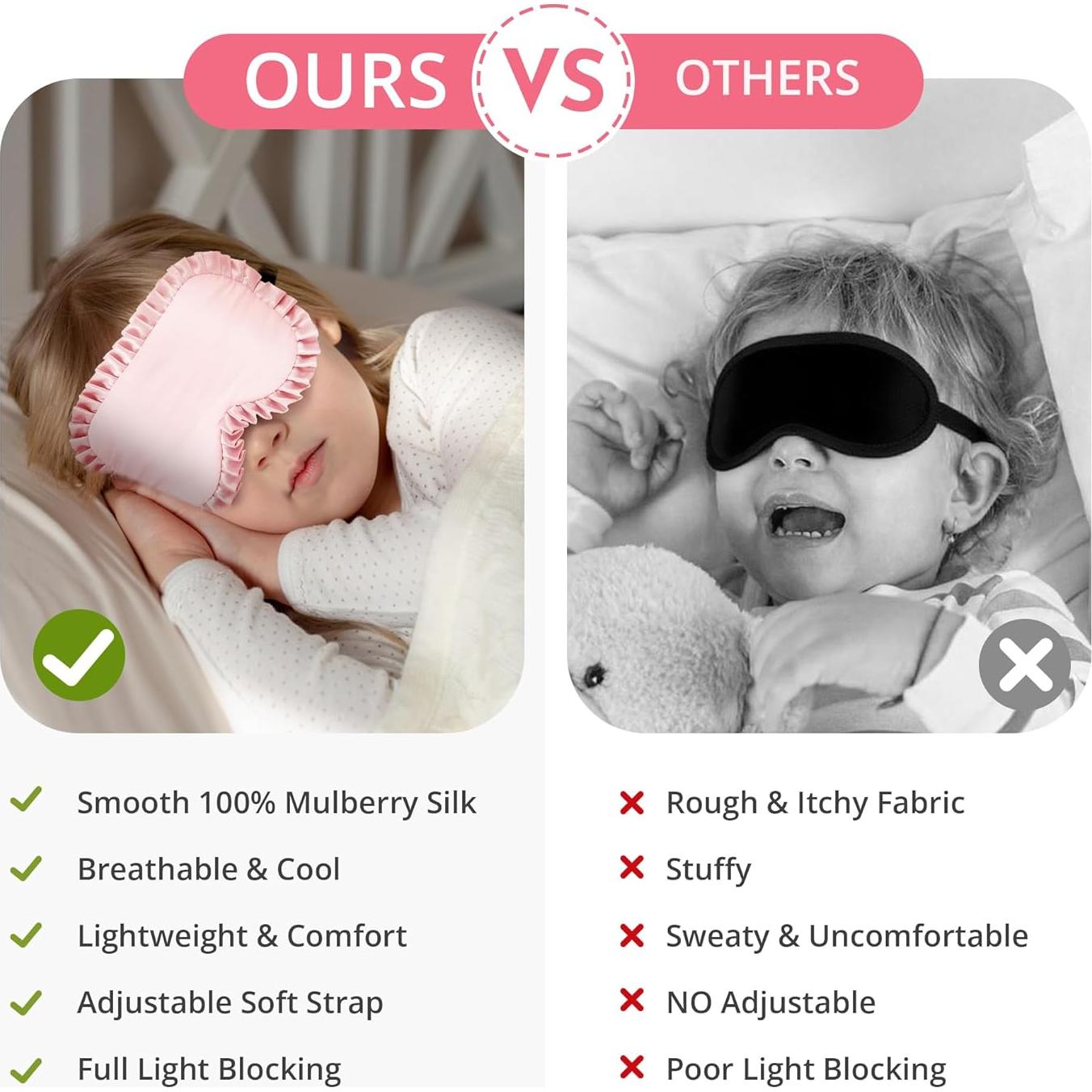 Máscara de Sueño para Niños Spacepower 100% Seda Rosa