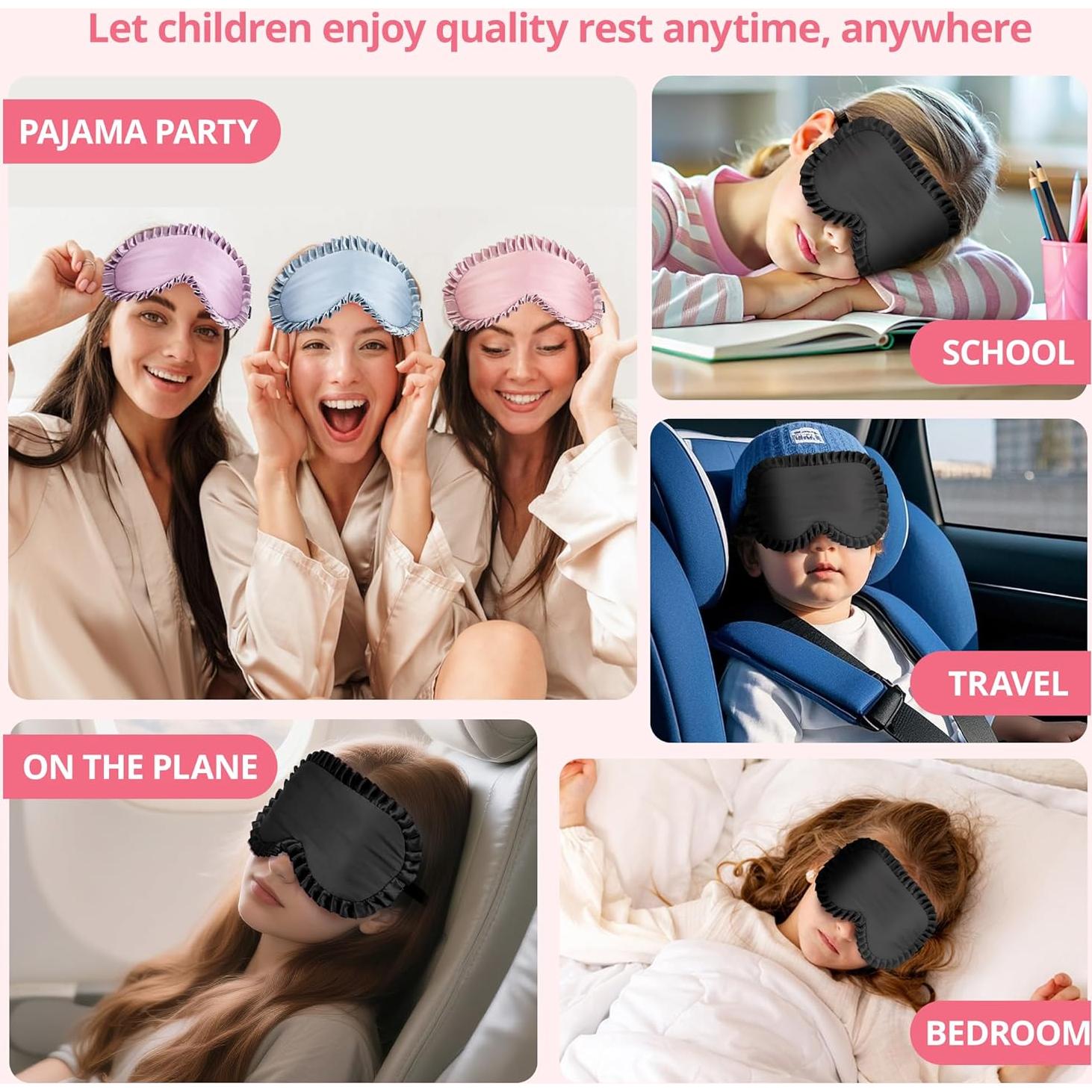 Máscara de Sueño para Niños Spacepower 100% Seda Rosa