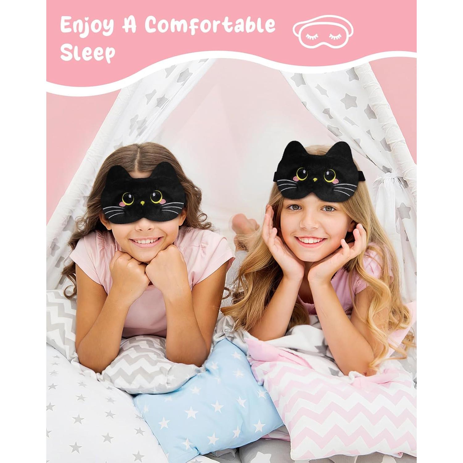 Máscara de Sueño Niños Miss Adola Gato Negro Suave Ajustable