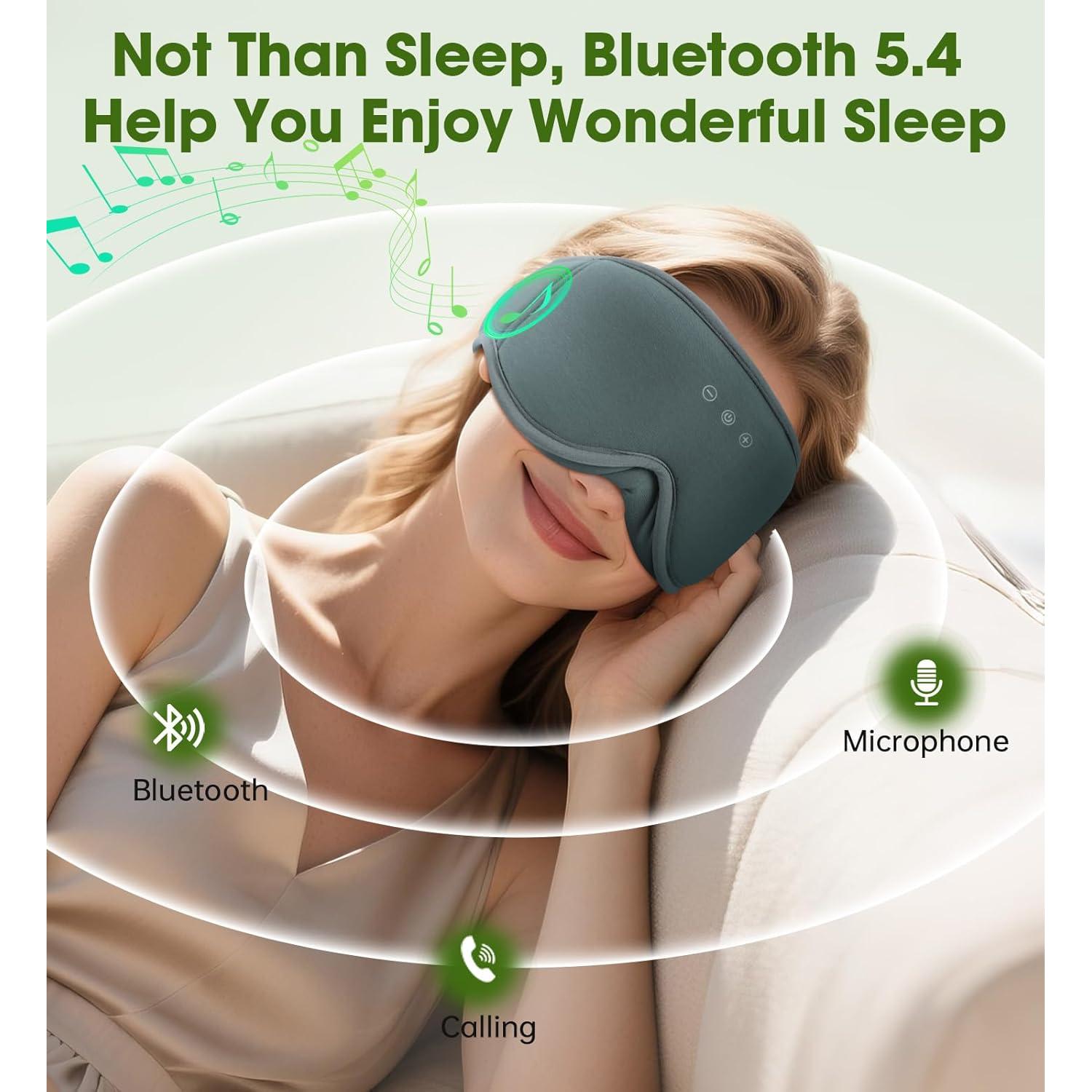 Máscara de Sueño ZHENYEMEI con Auriculares Bluetooth 5.4 Gris