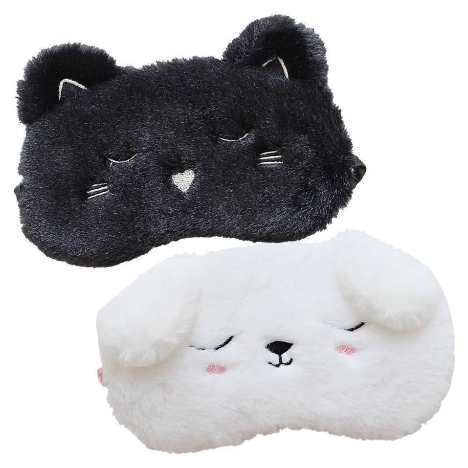 Máscara de Sueño Gato Negro y Perro Blanco Shinywear 2 Pcs