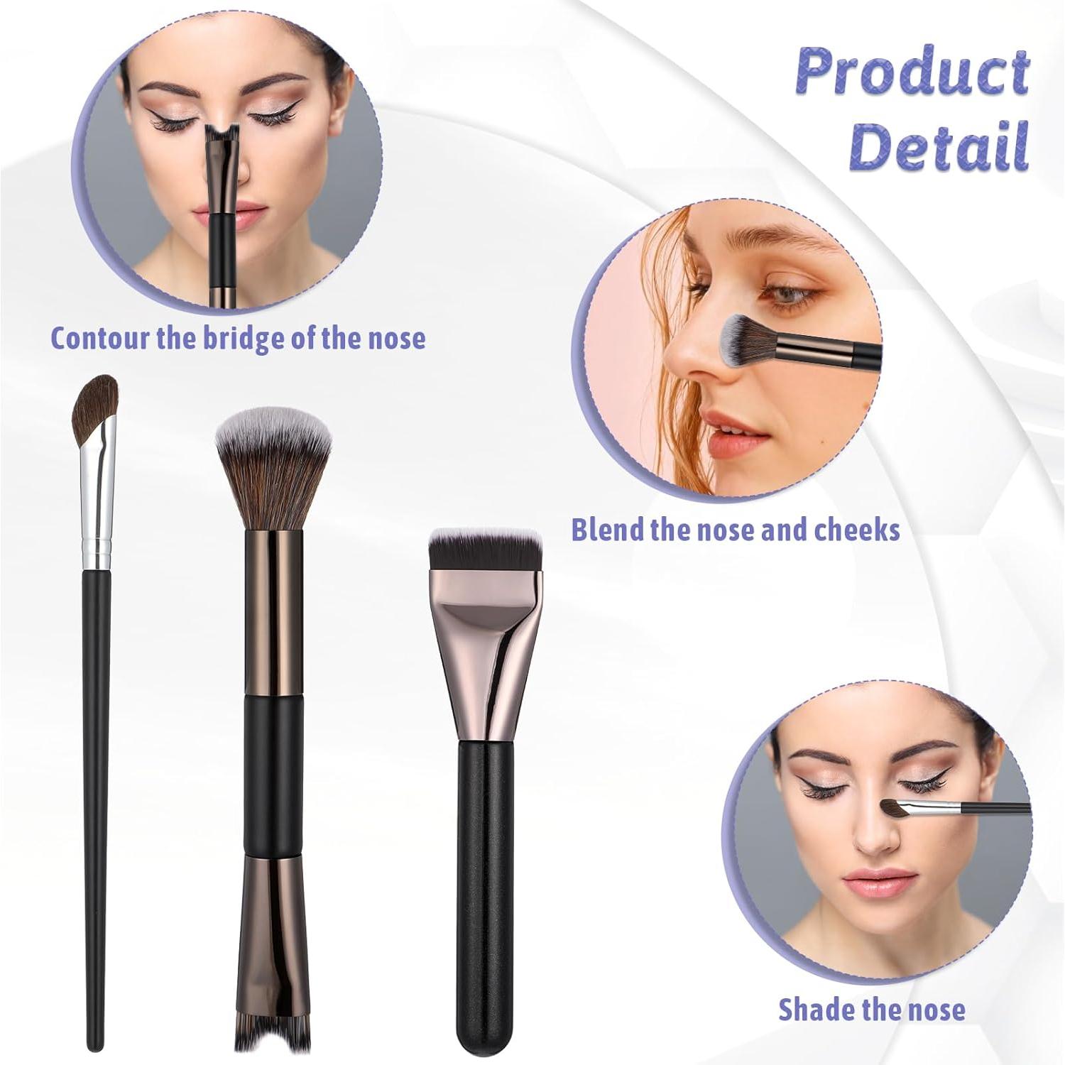 Juego de 3 Pinceles para Contorno de Nariz FdcZeyxior