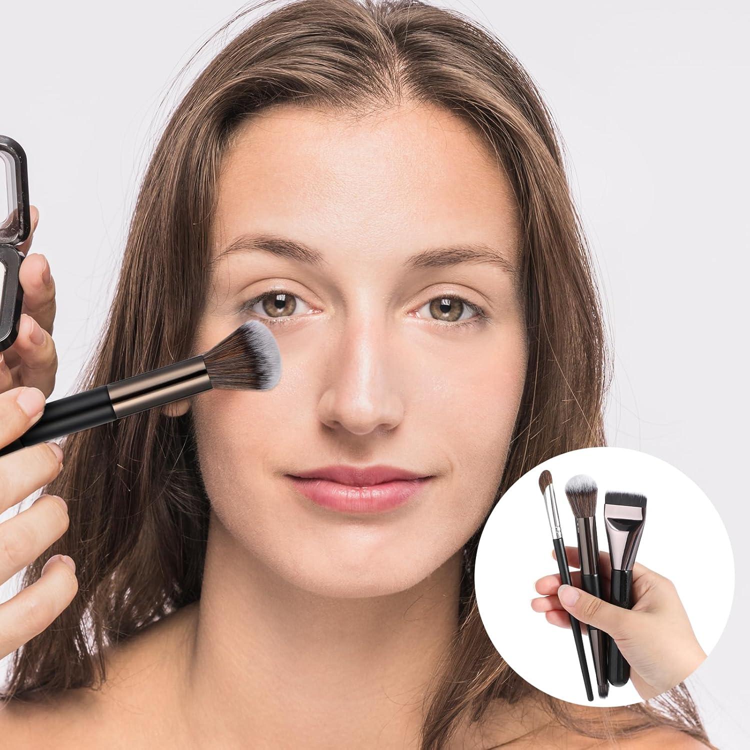 Juego de 3 Pinceles para Contorno de Nariz FdcZeyxior