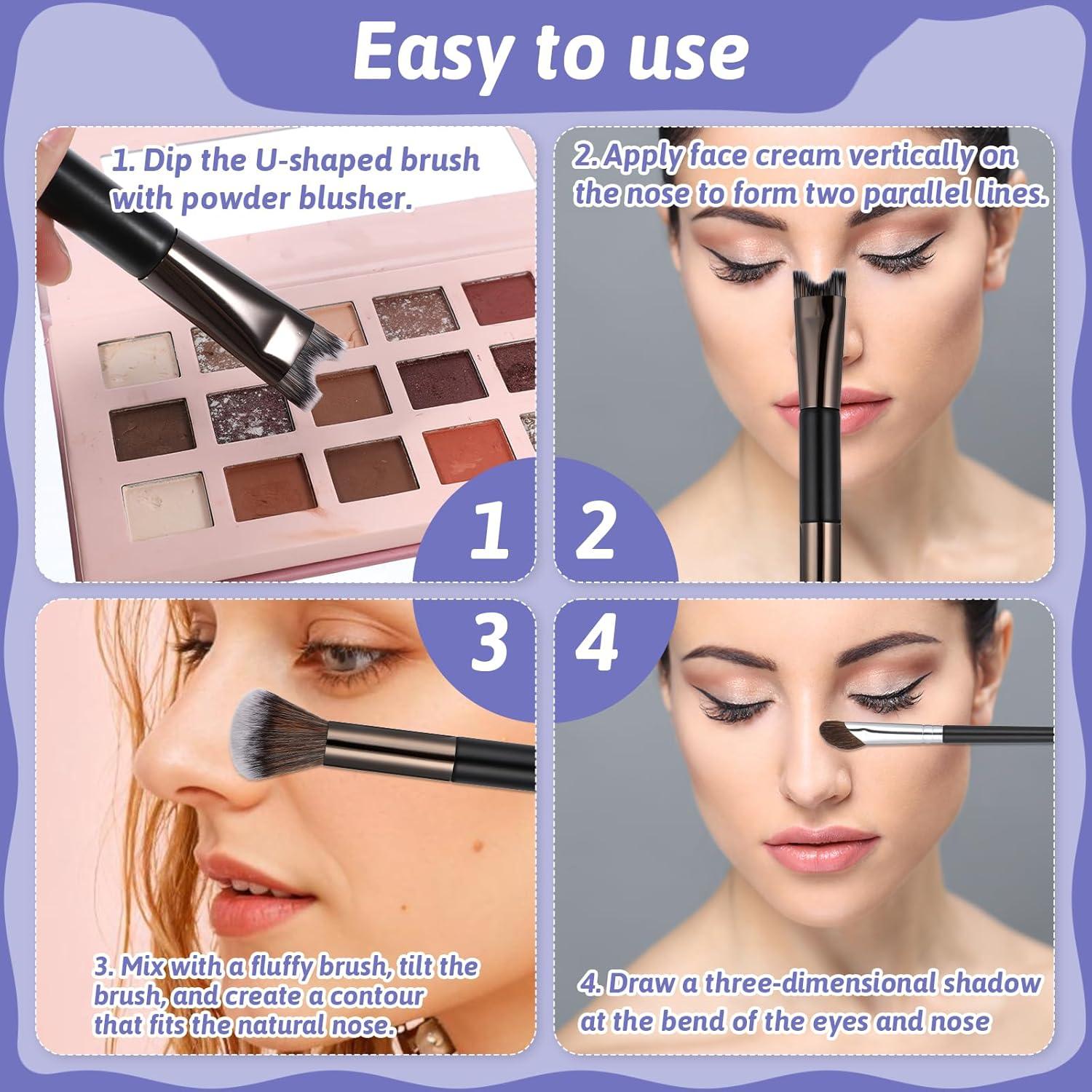 Juego de 3 Pinceles para Contorno de Nariz FdcZeyxior