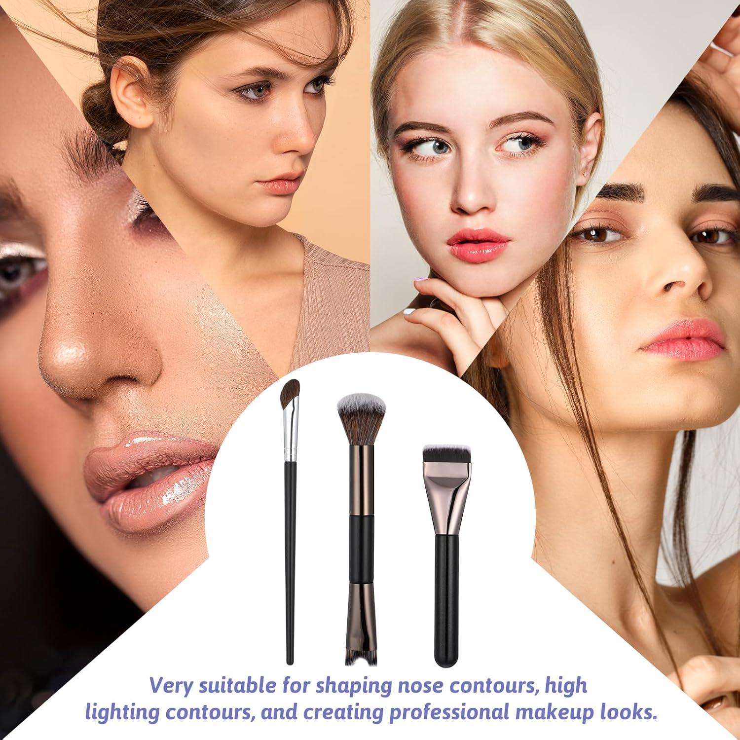 Juego de 3 Pinceles para Contorno de Nariz FdcZeyxior