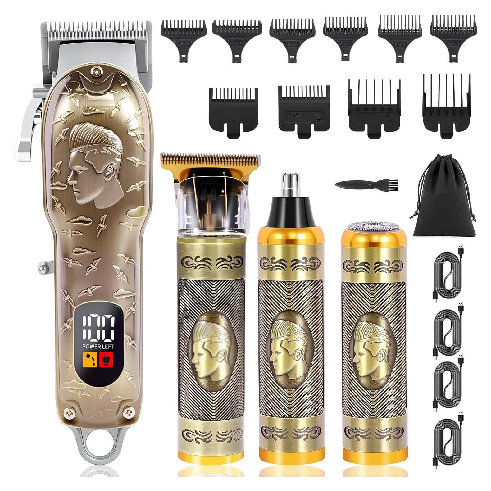 Juego de Cortapelos Profesional PXLISIE Inalámbrico Bronce