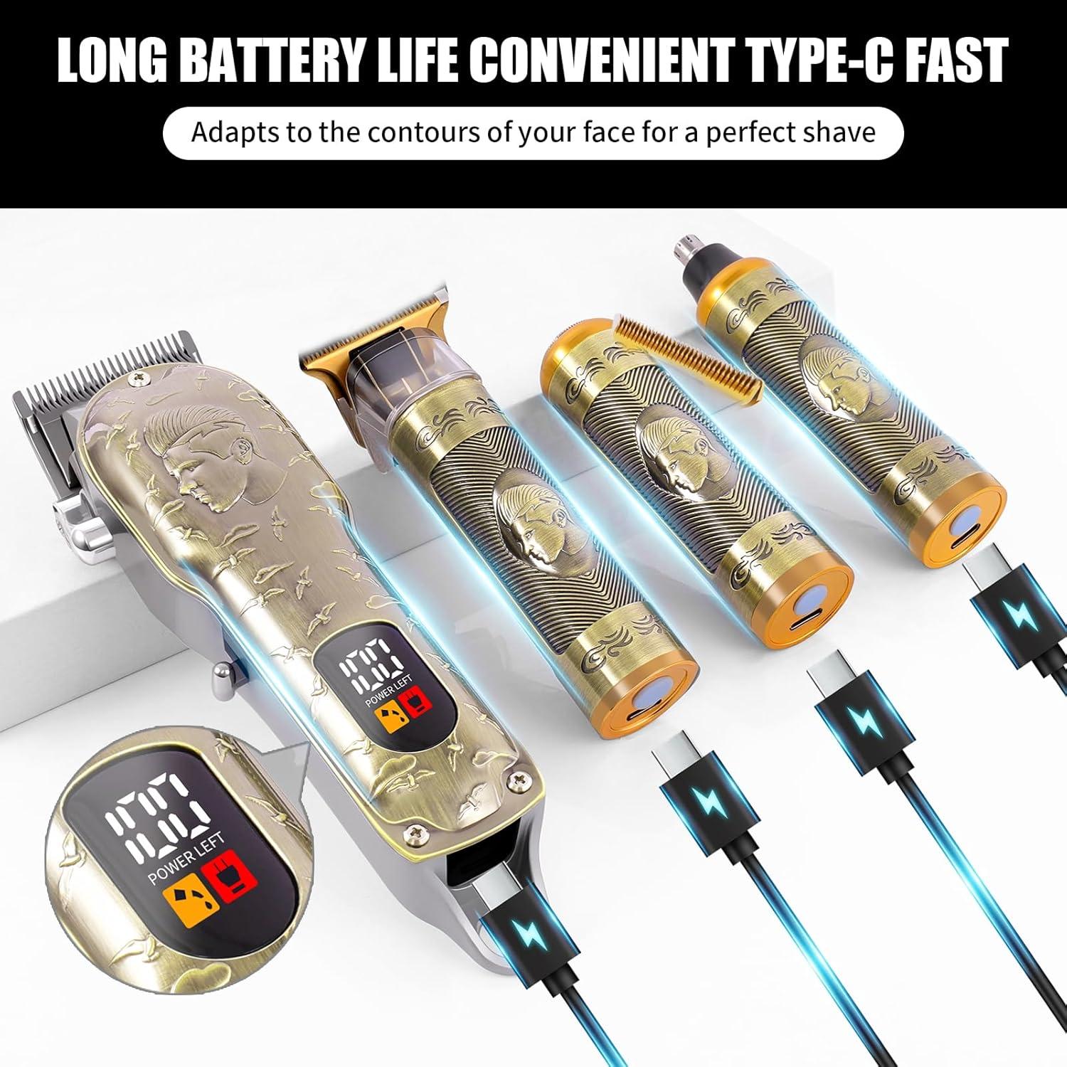 Juego de Cortapelos Profesional PXLISIE Inalámbrico Bronce