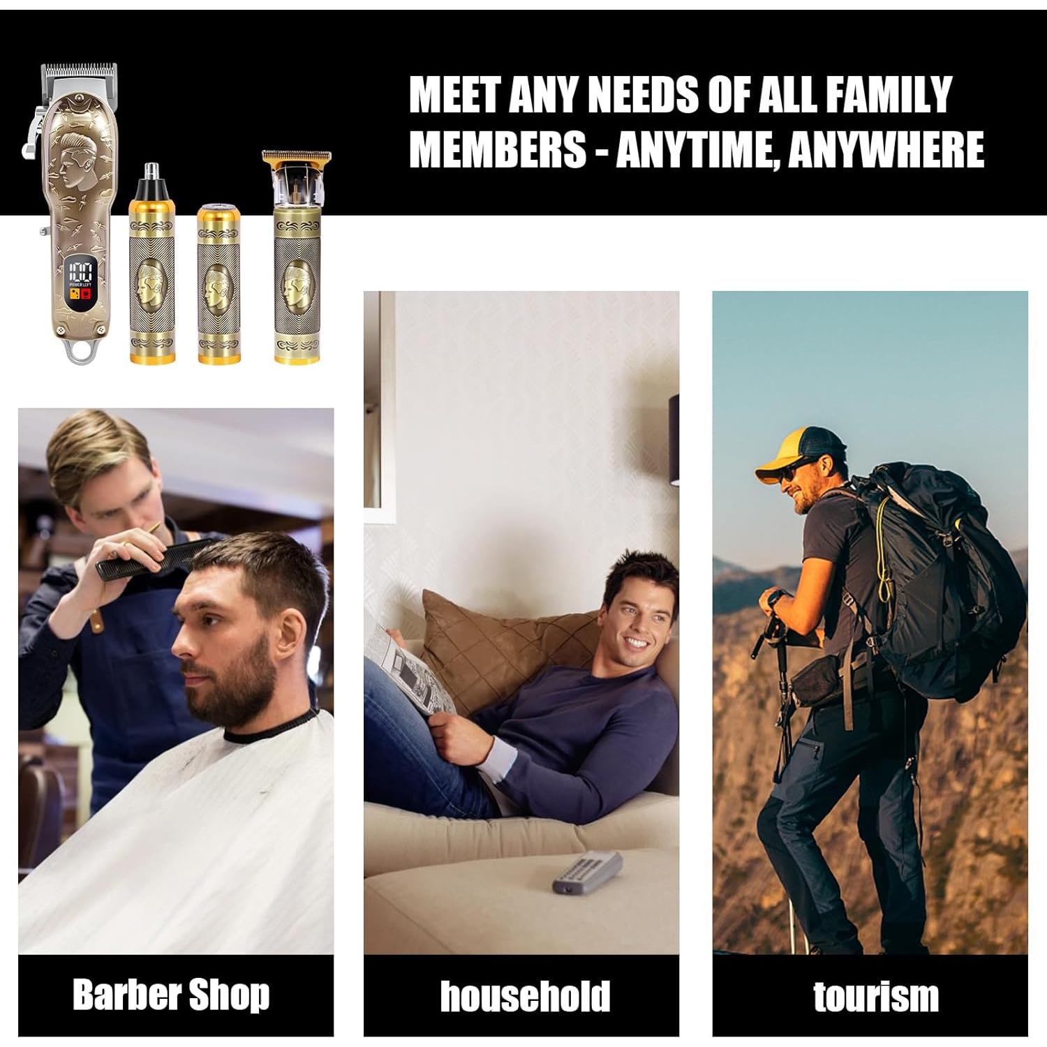 Juego de Cortapelos Profesional PXLISIE Inalámbrico Bronce