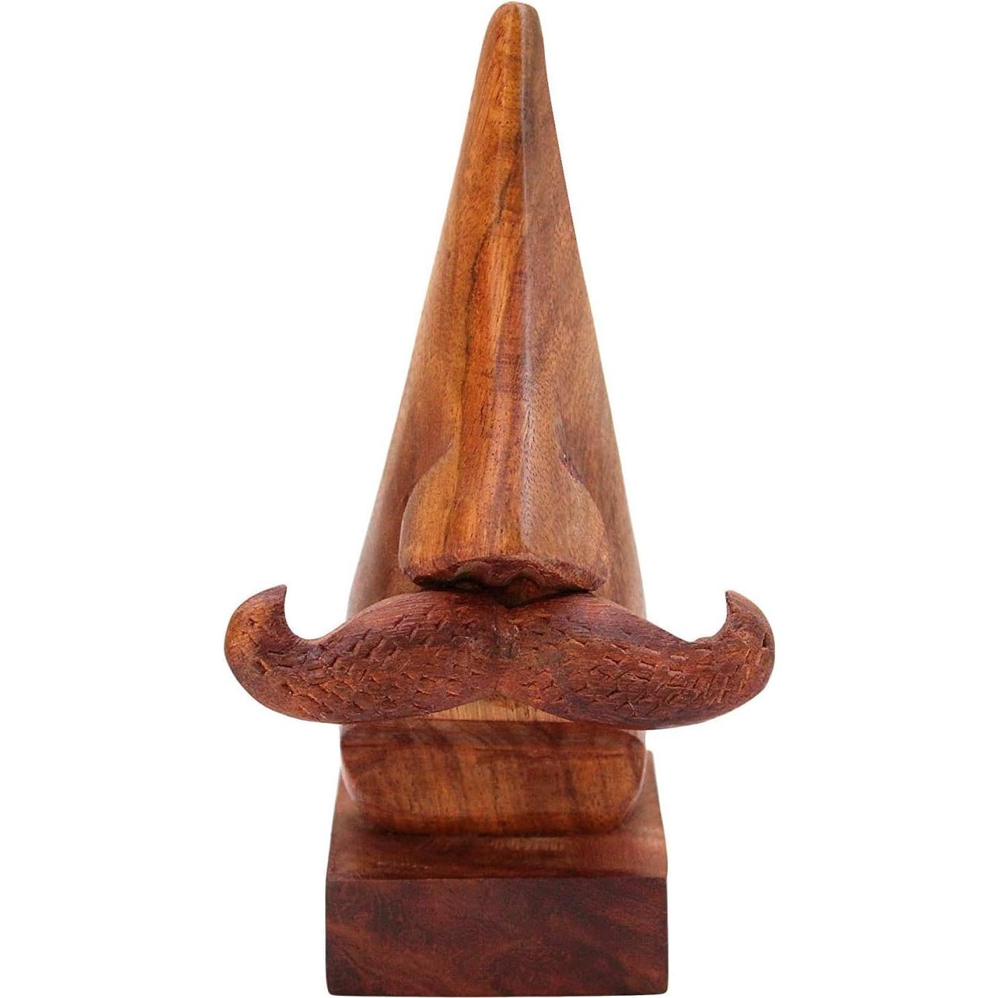 Soporte para Gafas de Madera Hecho a Mano con Bigote - 15.5x15.5x38.6 cm