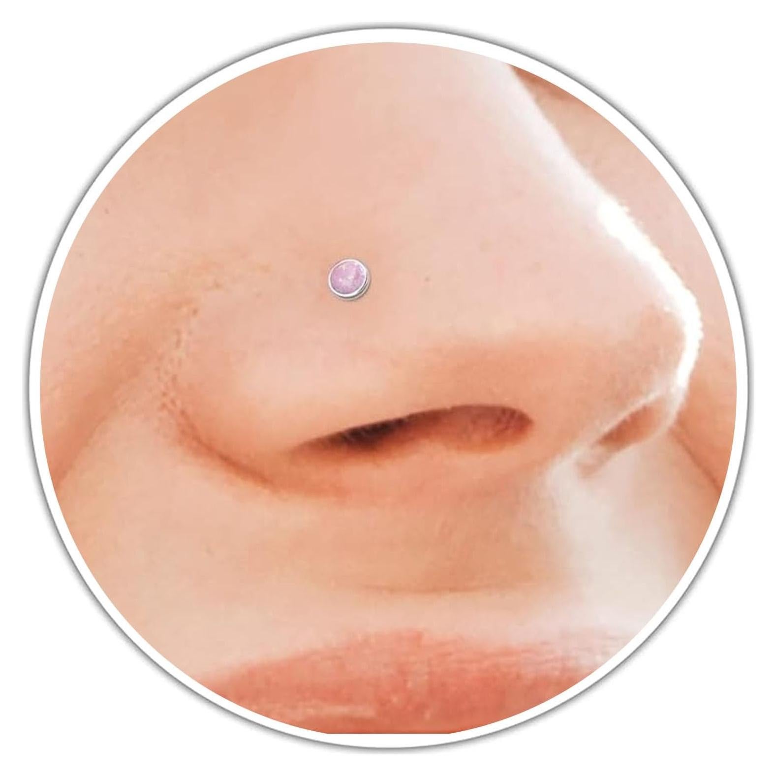 Stud de Nariz en Forma de L Plata Esterlina 925 Ópalo 3mm