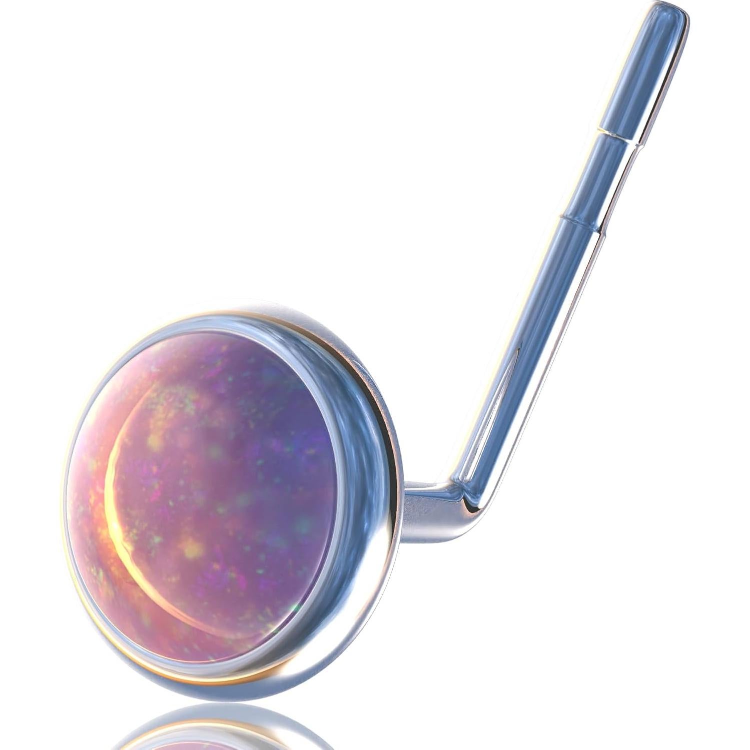 Stud de Nariz en Forma de L Plata Esterlina 925 Ópalo 3mm