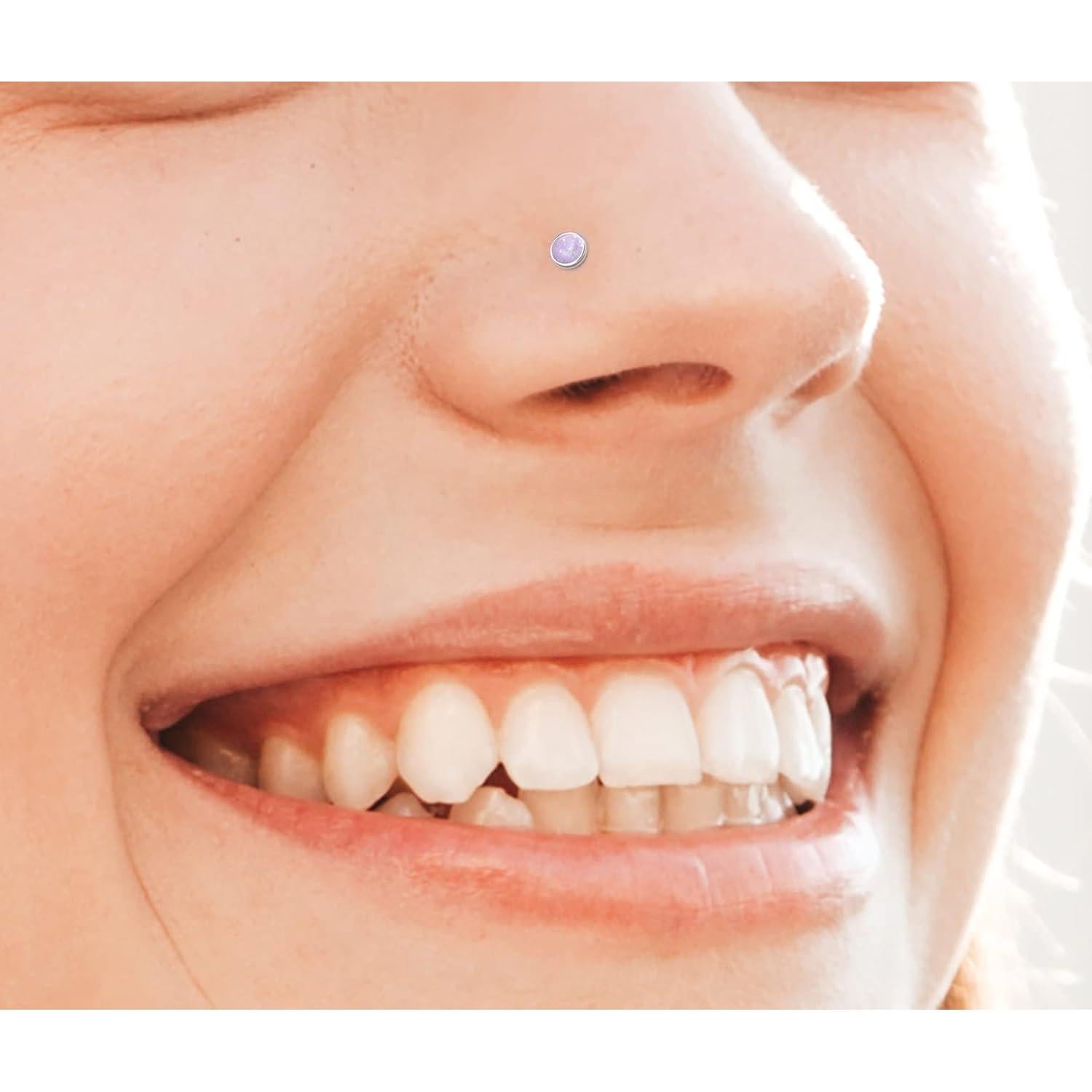 Stud de Nariz en Forma de L Plata Esterlina 925 Ópalo 3mm