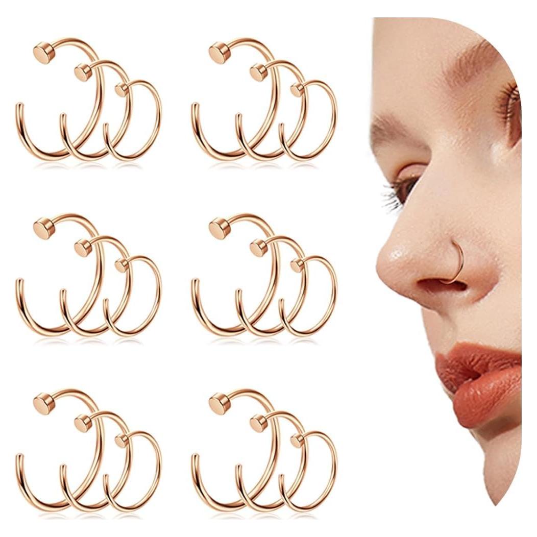 Set de Aros Nasales 22G Milacolato Acero Quirúrgico 18 Piezas