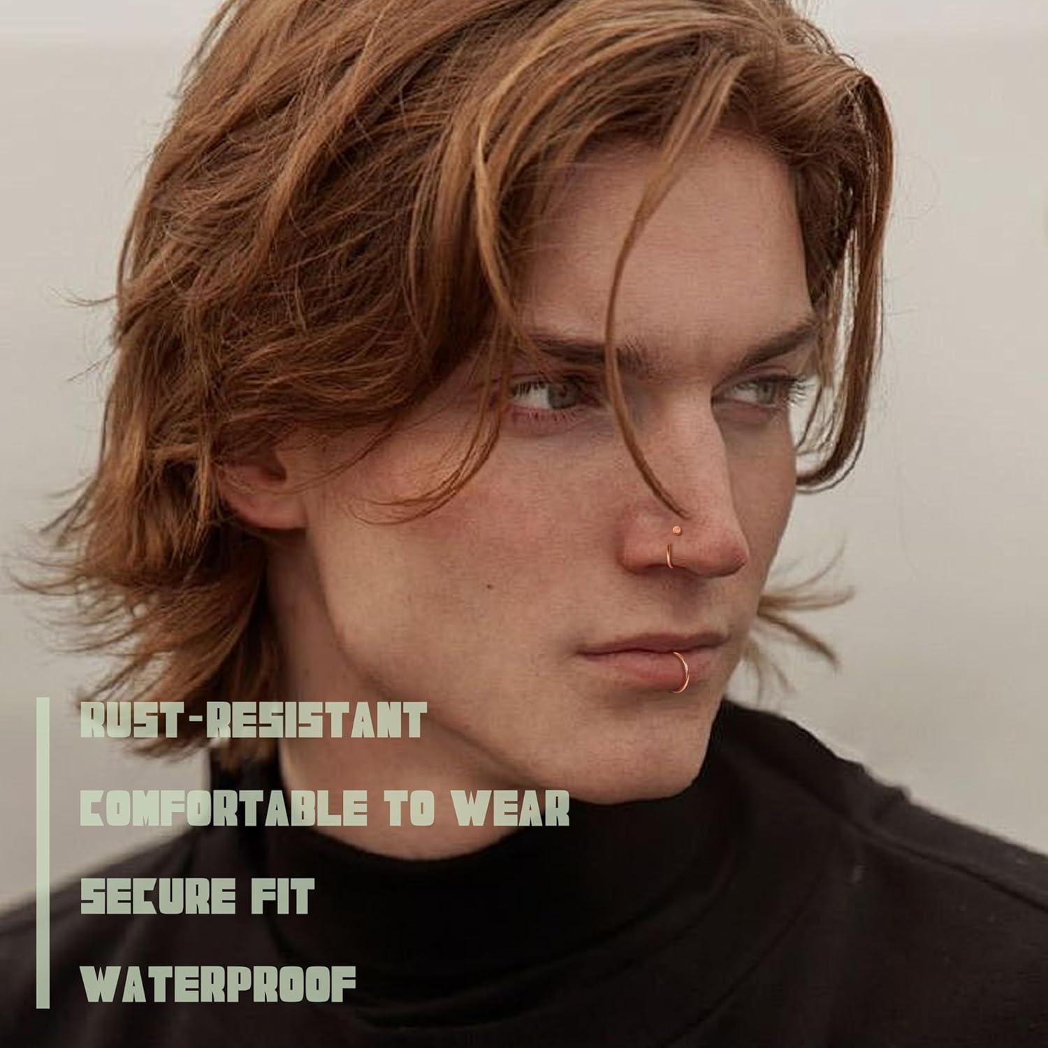 Set de Aros Nasales 22G Milacolato Acero Quirúrgico 18 Piezas